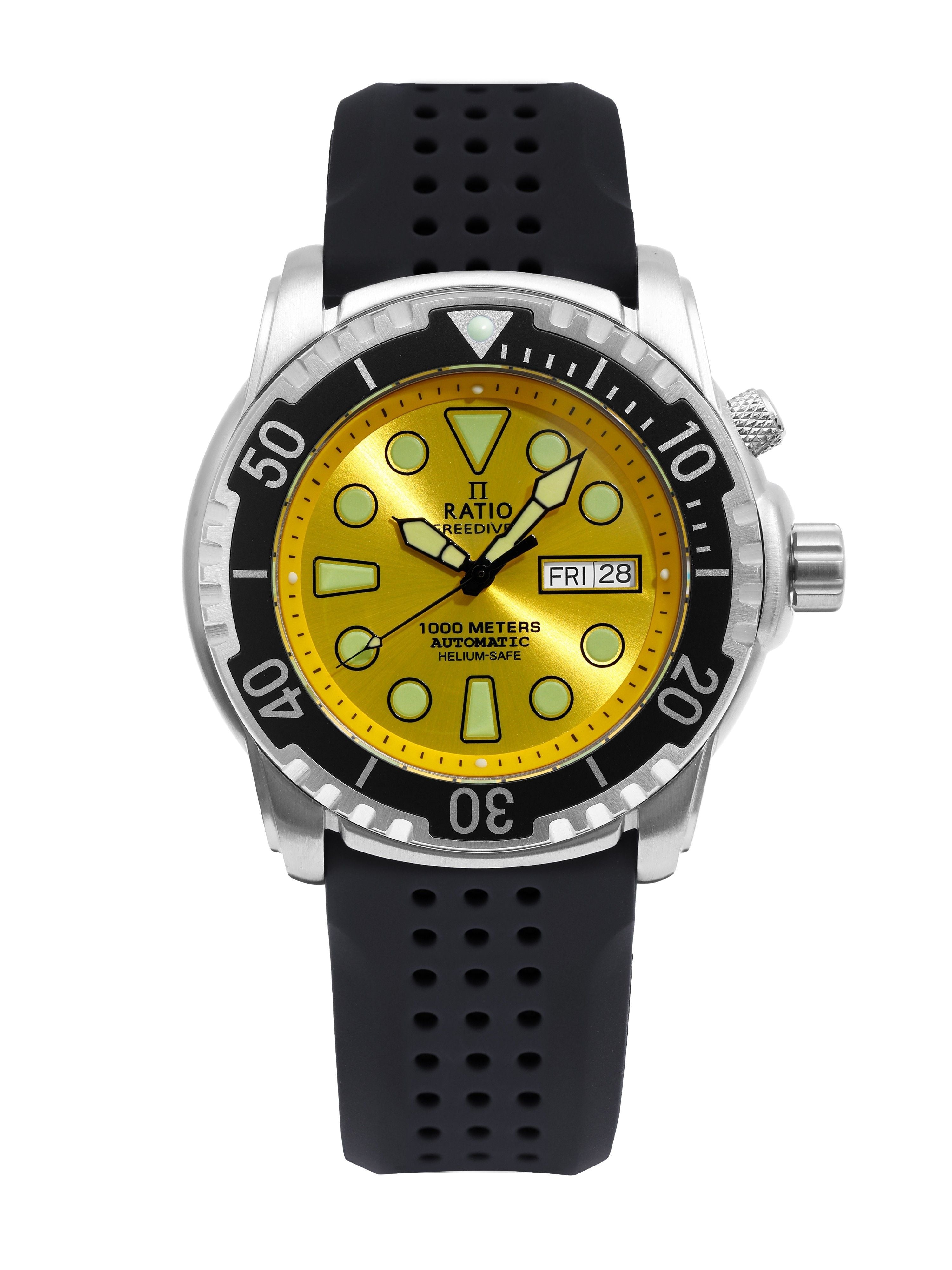Ratio FreeDiver Version 03 Helium Safe 1000M Automatic Yellow Dial 1068HA90-34VA-YLW-V03 Men's Watch