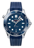 Omega Seamaster Rubber Strap Blue Dial Automatic Diver's 210.32.42.20.03.001 300M Men's Watch