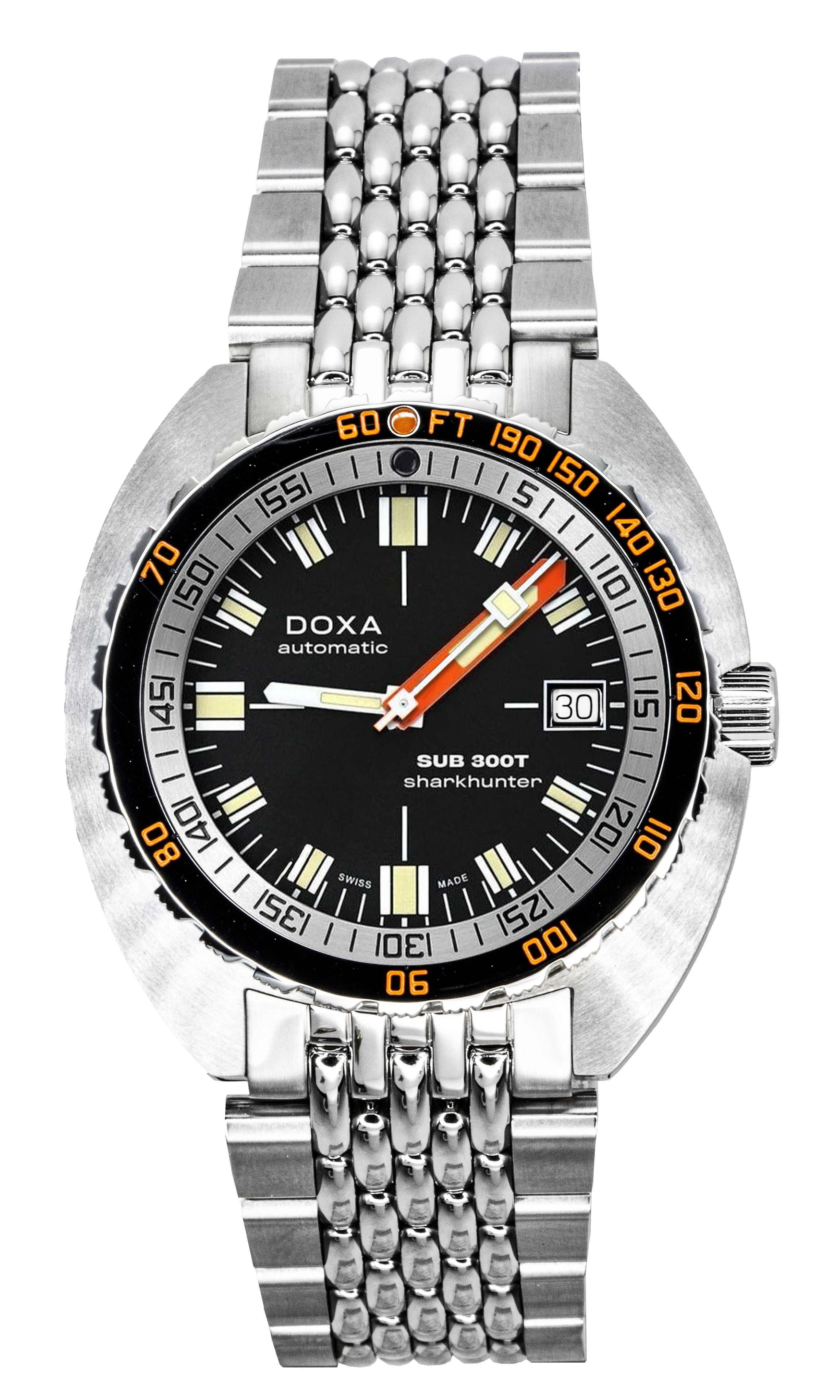 Doxa SUB 300T Sharkhunter Stainless Steel Black Dial Automatic Diver's 840.10.101.10 1200M Men's Watch With Extra Strap