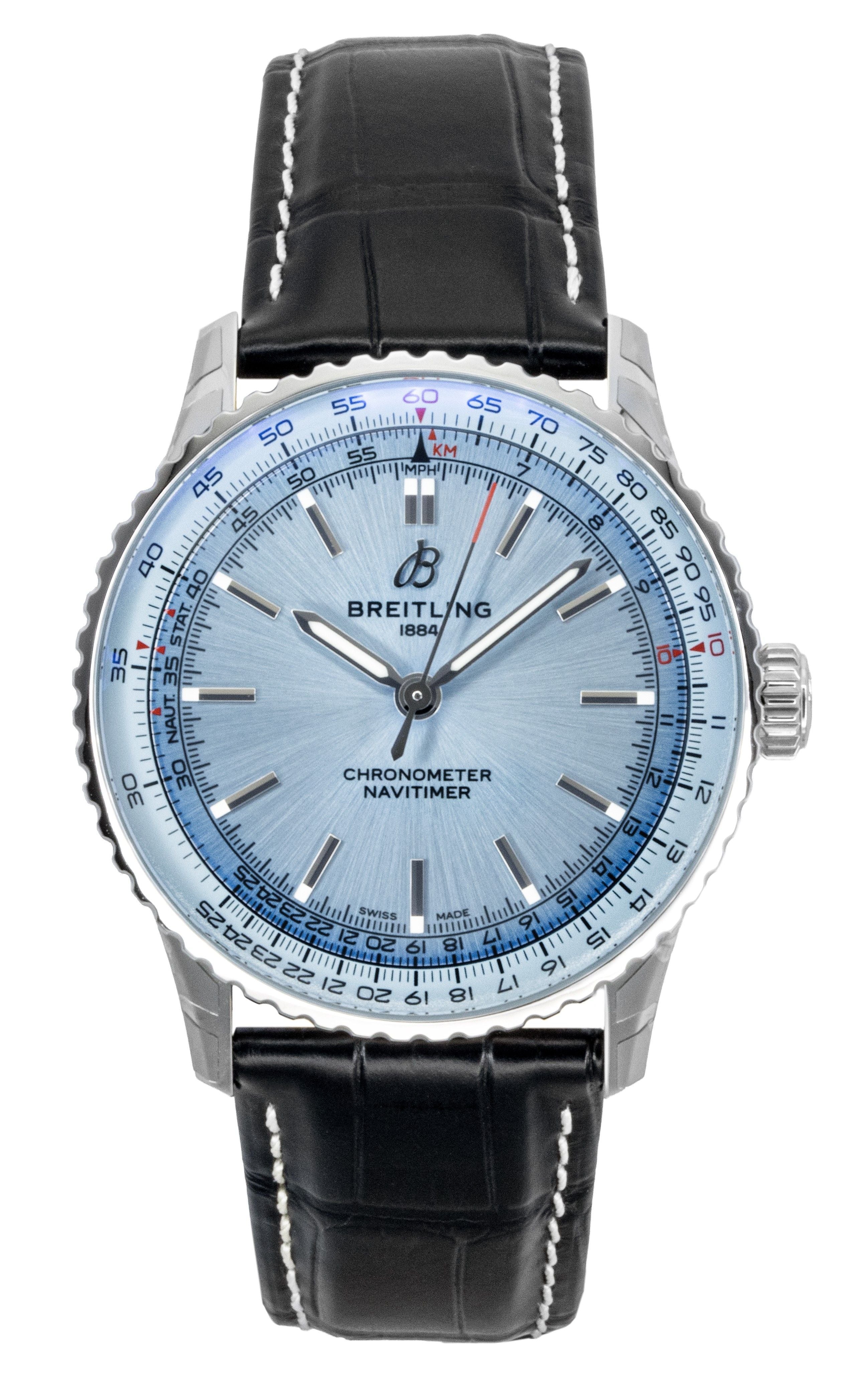 Breitling Navitimer Leather Strap Ice Blue Dial Automatic A17329171C1P1 Men's Watch