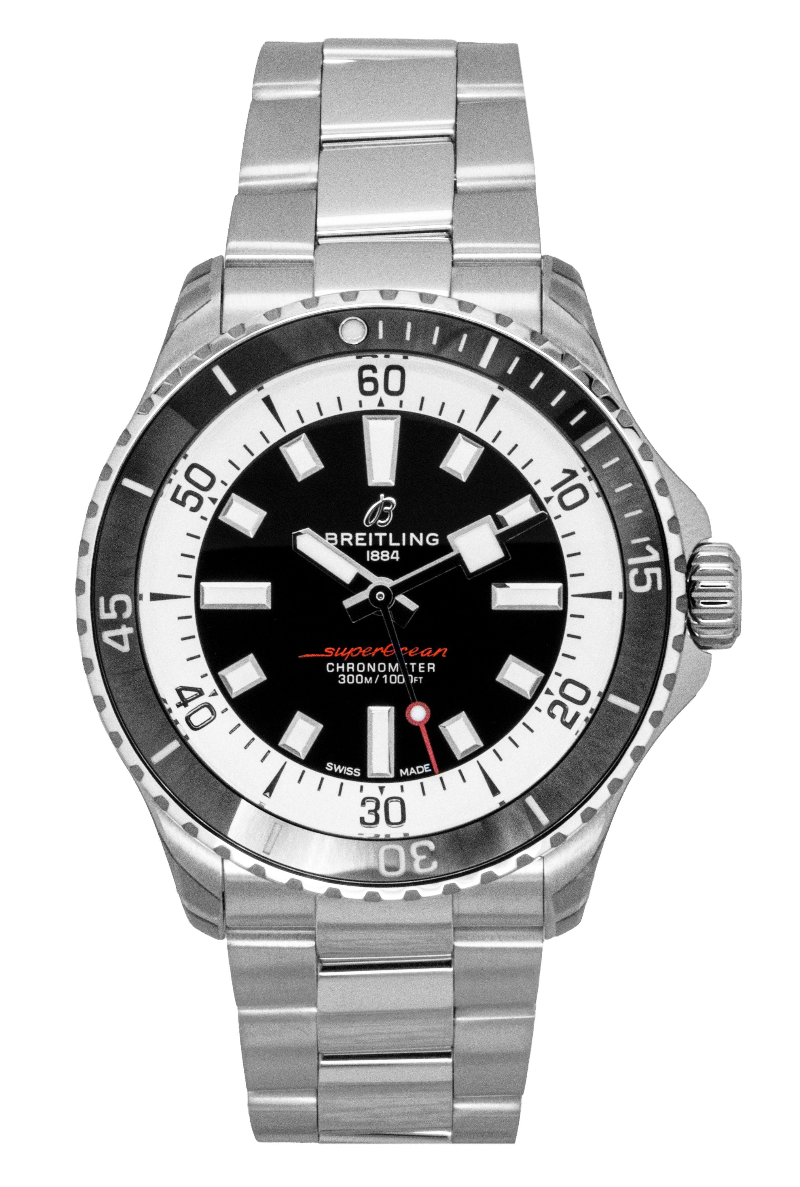 Breitling Superocean Stainless Steel Black Dial Automatic Diver's A17375211B1A1 300M Men's Watch