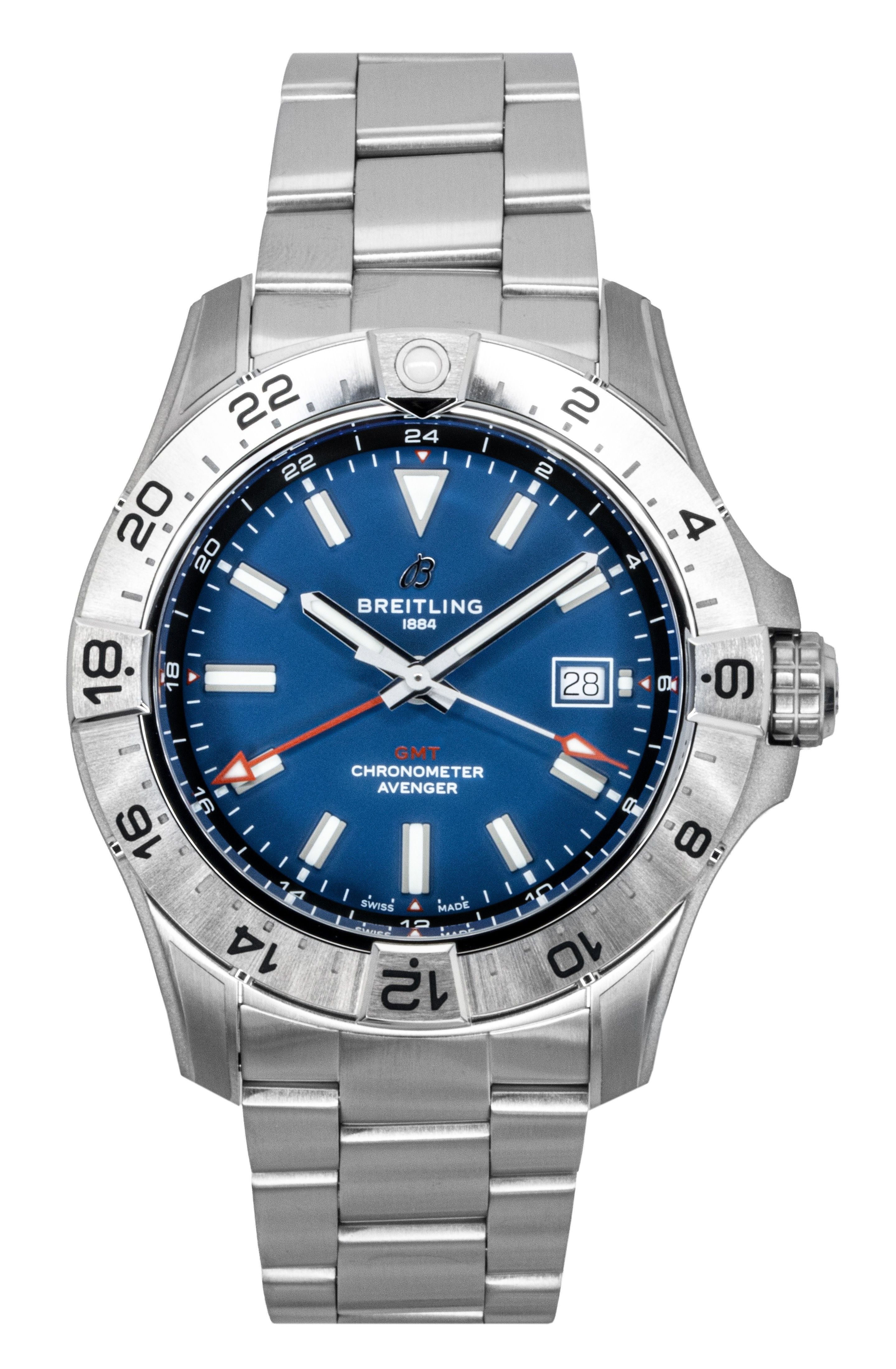 Breitling Avenger GMT Stainless Steel Blue Dial Automatic Diver's A32320101C1A1 300M Men's Watch