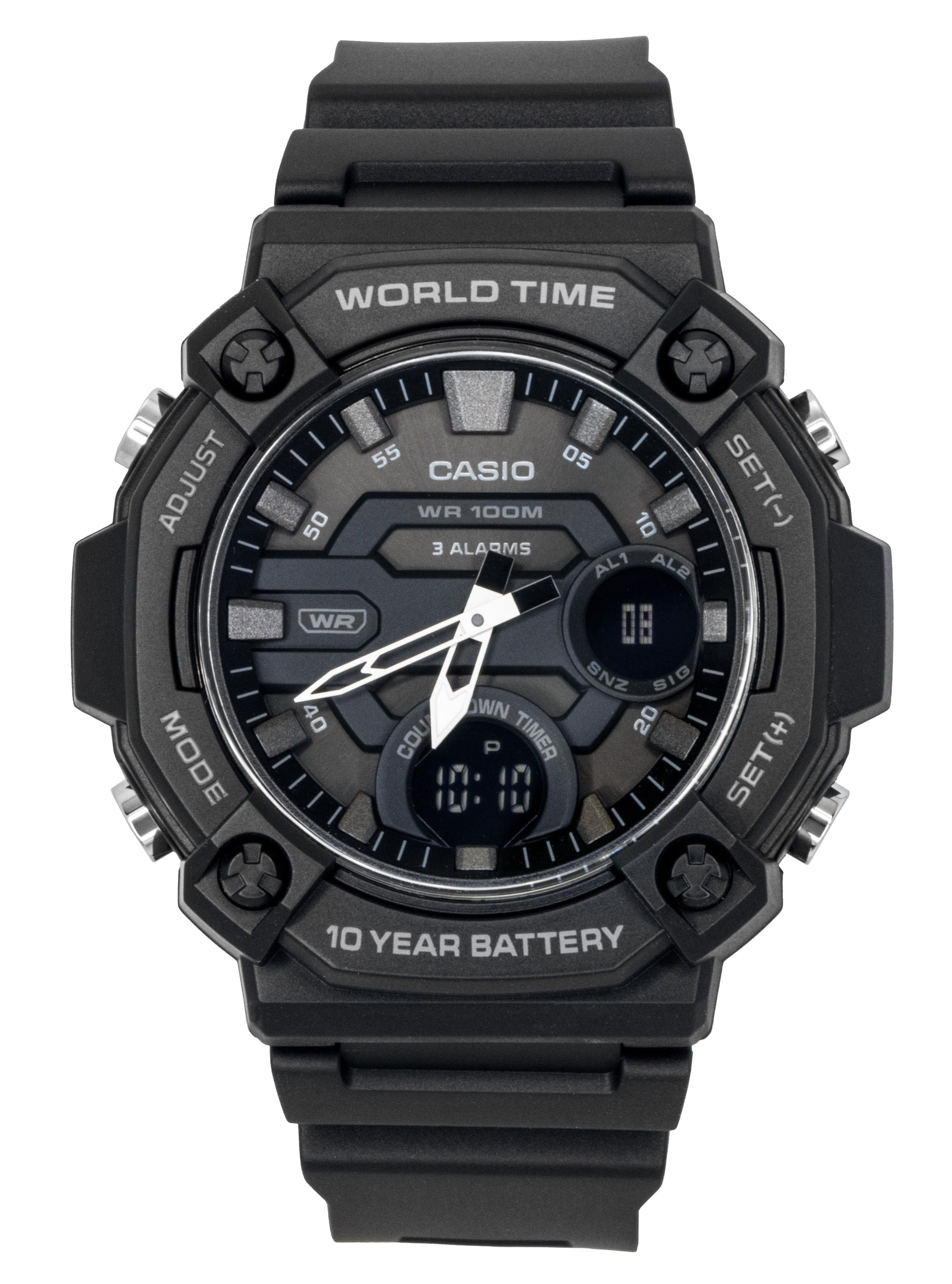 Casio Standard Analog Digital Resin Strap Grey Dial Quartz AEQ-120W-1BV 100M Men's Watch
