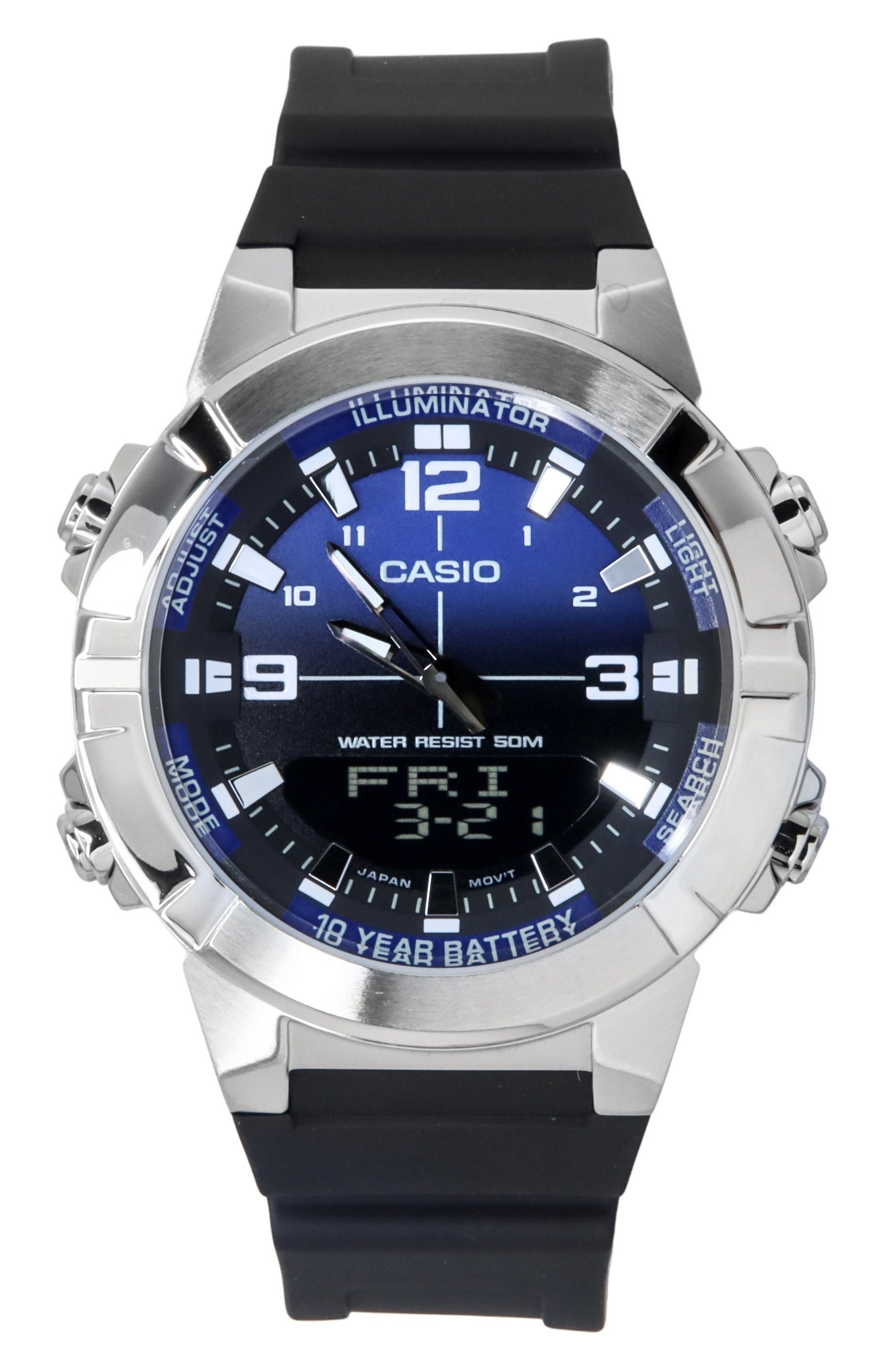 Casio Analog Digital Combination Resin Strap Blue Dial Quartz AMW-870A-2AV Men's Watch