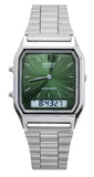 Casio Vintage Analog Digital Green Dial Dual Time Quartz AQ-230A-3AMQY Unisex Watch