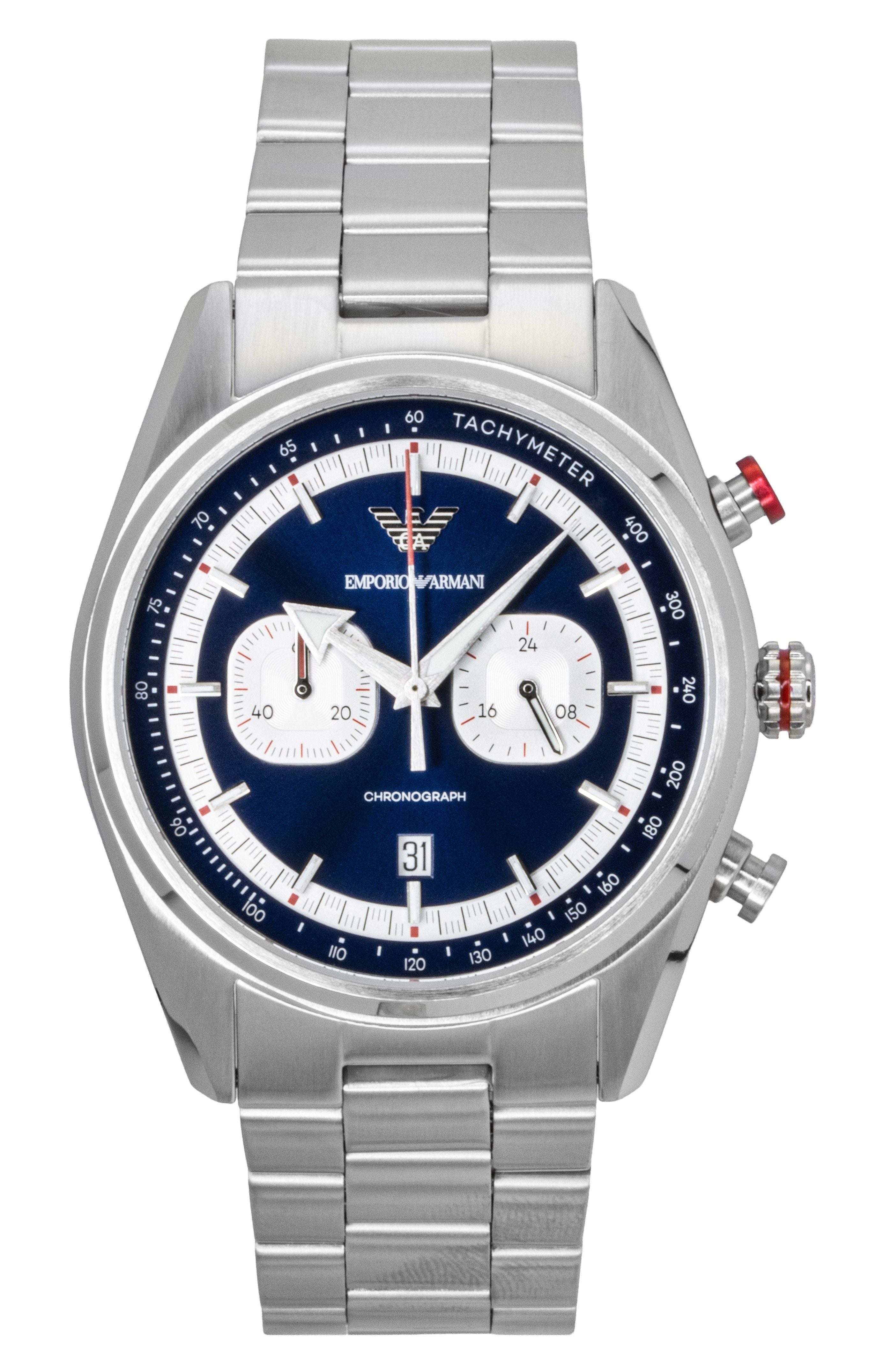 Emporio Armani Racer Chronograph Stainless Steel Blue Dial Quartz AR11676 Men's Watch