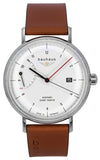 Bauhaus Classic Brown Leather Strap White Dial Automatic 21601 Men's Watch