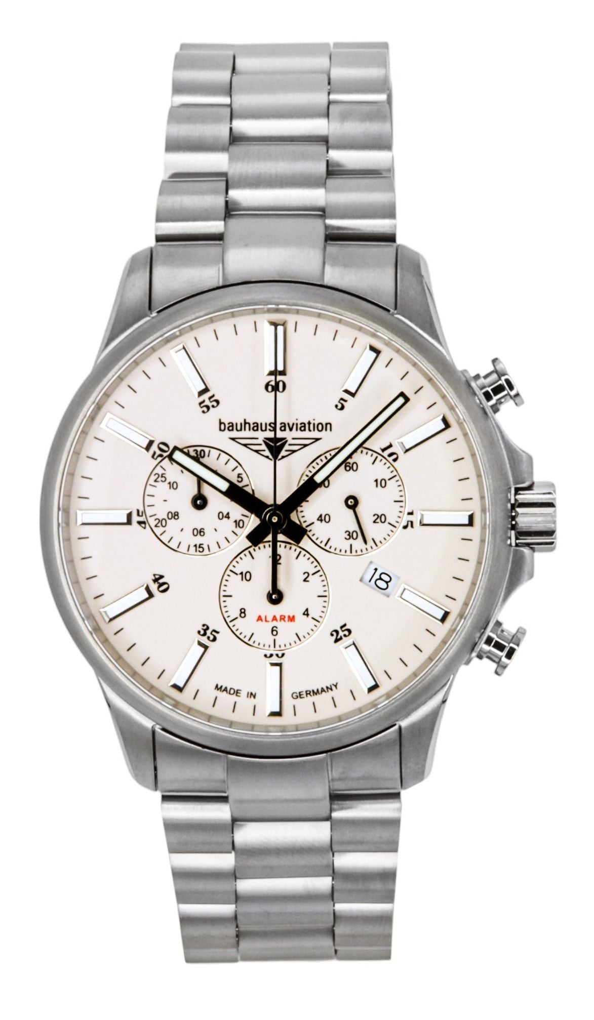 Bauhaus Aviation Chronograph Titanium Beige Dial Quartz 2880M5 100M Men's Watch