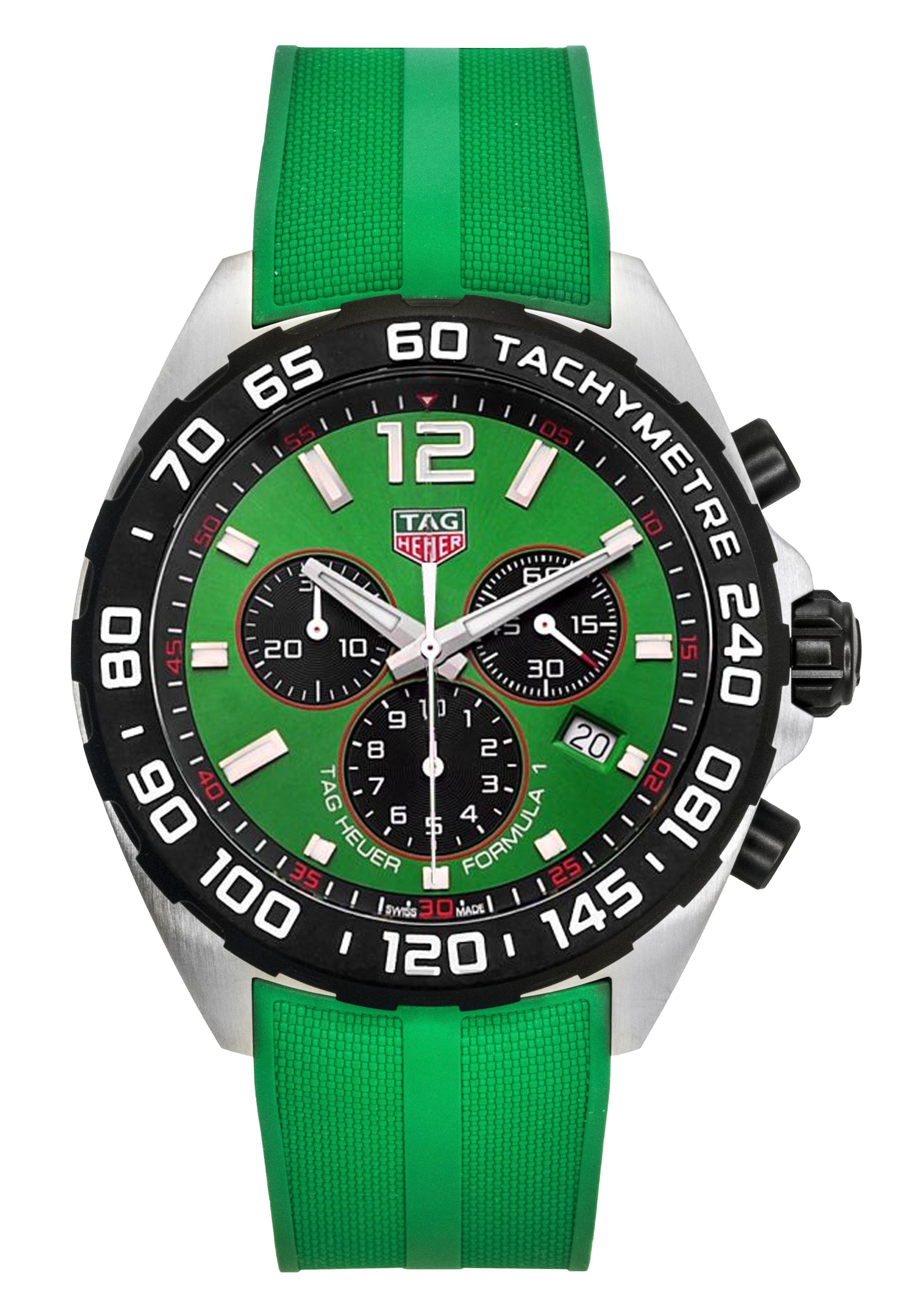 Tag Heuer Formula 1 Chronograph Rubber Strap Green Dial Quartz Diver's CAZ101AP.FT8056 200M Men's Watch