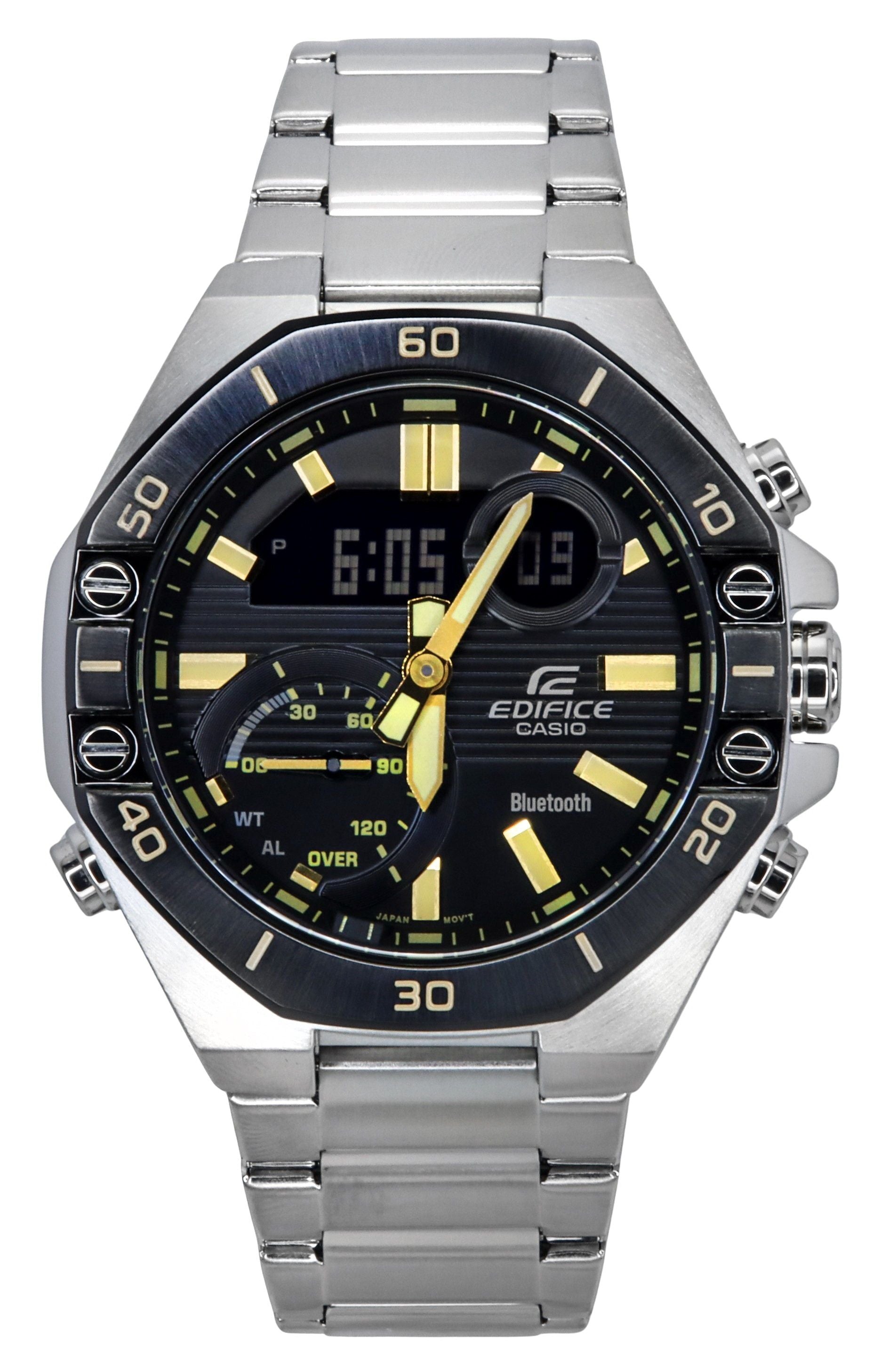 Casio Edifice Analog Digital Smartphone Link Stainless Steel Black Dial Quartz ECB-10DB-1A9 100M Men's Watch