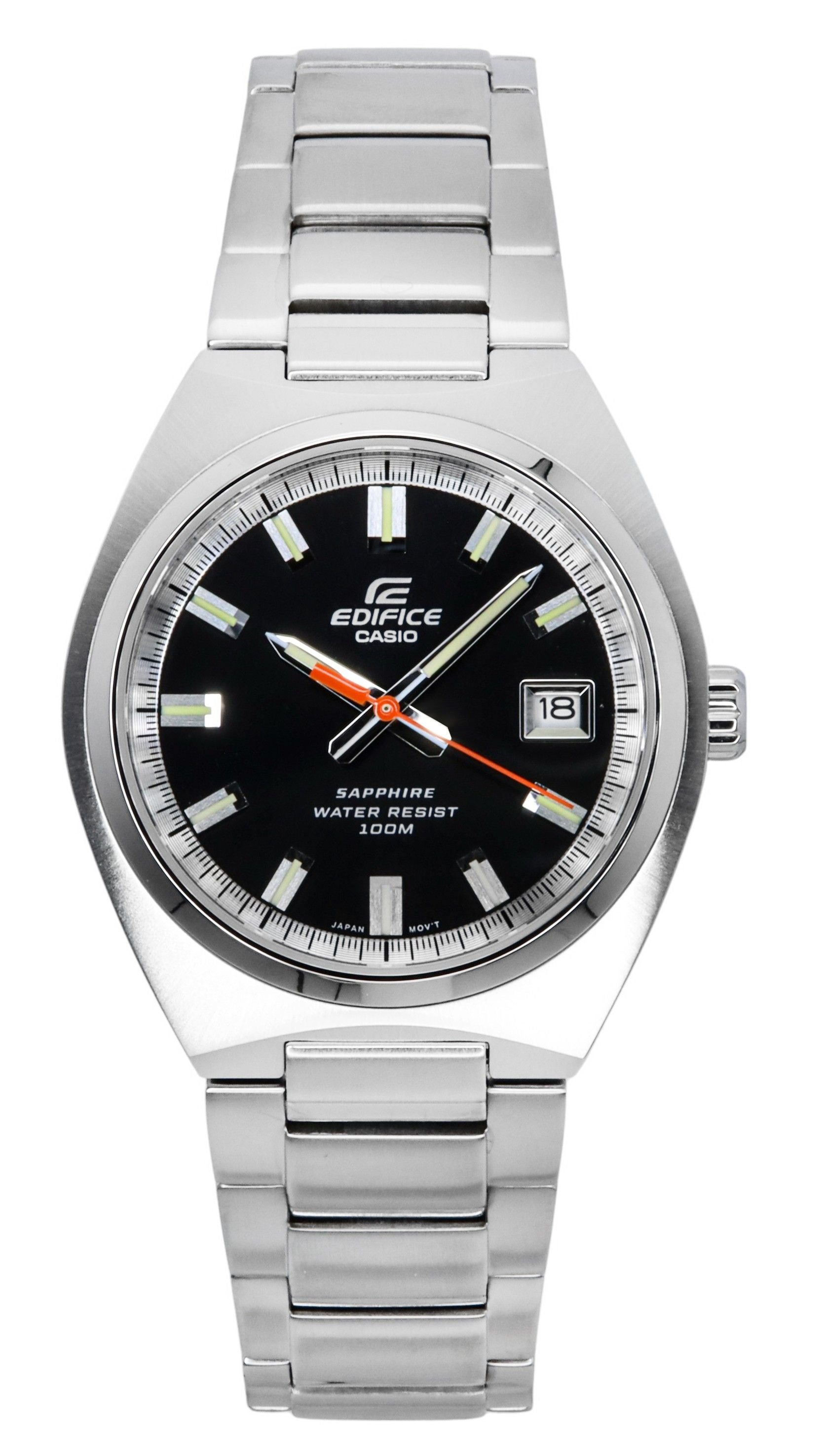 Casio Edifice Analog Stainless Steel Black Dial Quartz EFB-109D-1AV 100M Men's Watch