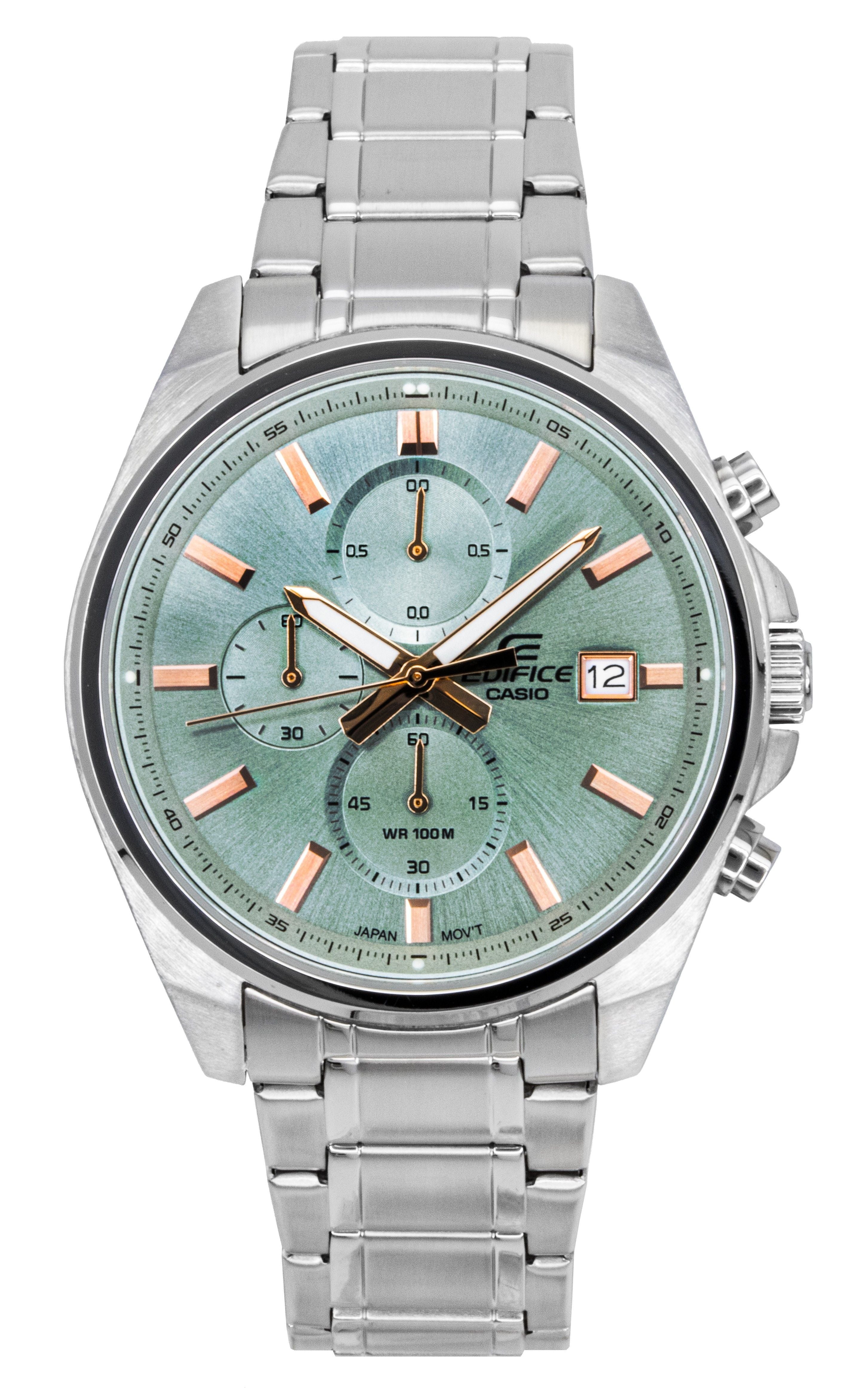 Casio Edifice Analog Standard Chronograph Stainless Steel Green Dial Quartz EFV-610DE-3A 100M Men's Watch