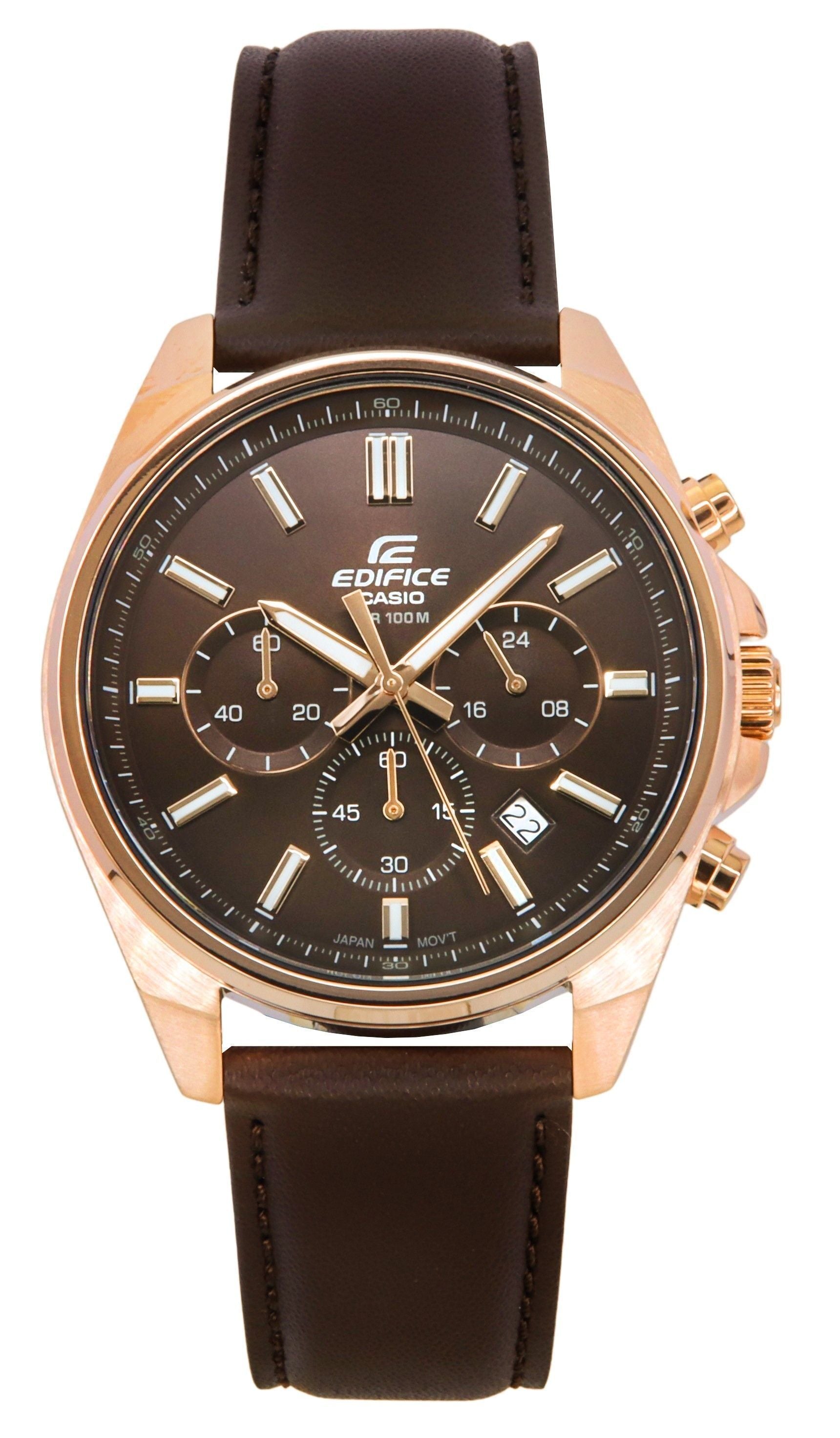 Casio Edifice Analog Standard Chronograph Brown Dial Quartz EFV-650CL-5AV 100M Men's Watch