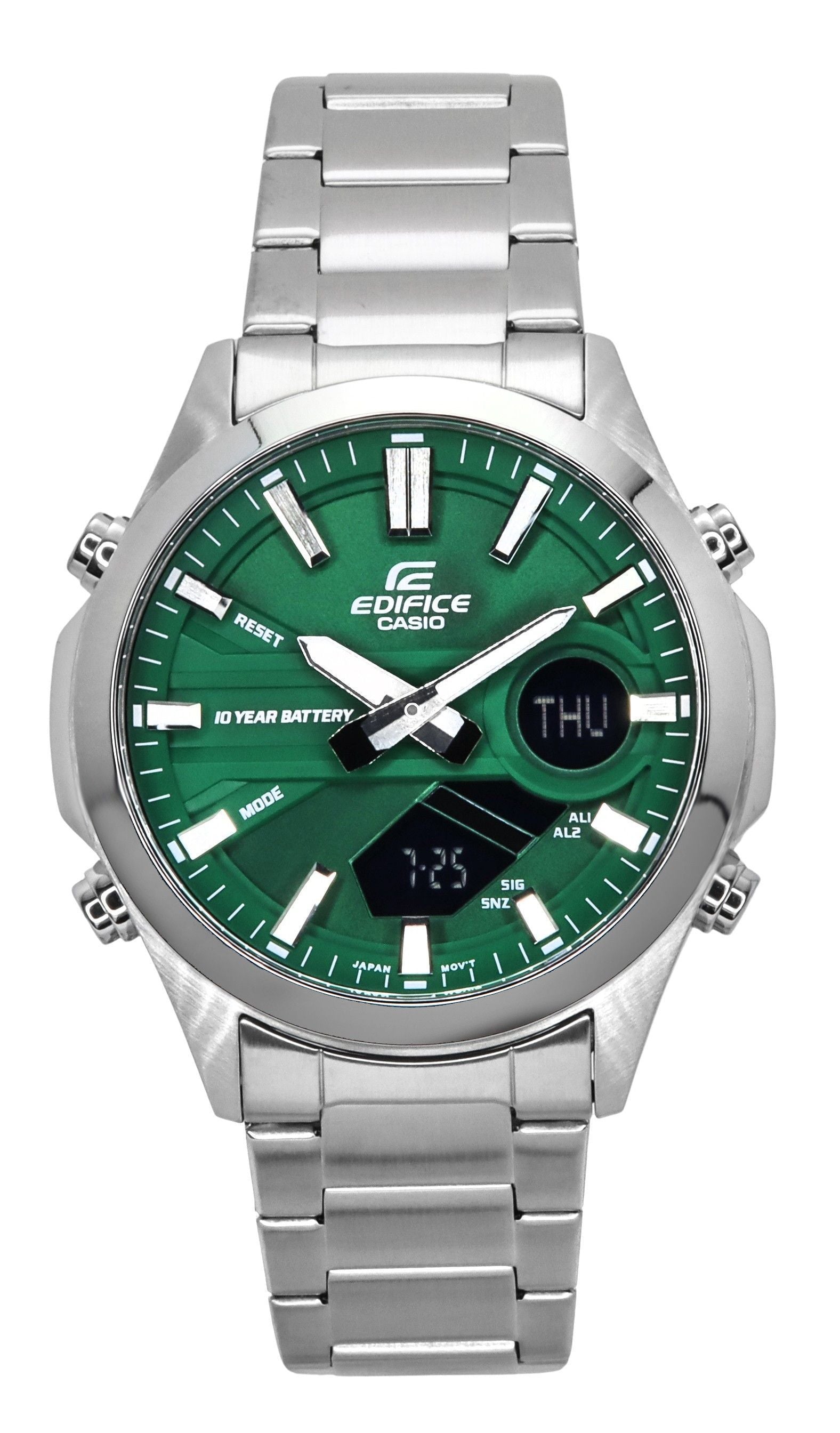 Casio Edifice Analog Digital Stainless Steel Green Dial Quartz EFV-C120D-3A 100M Men's Watch