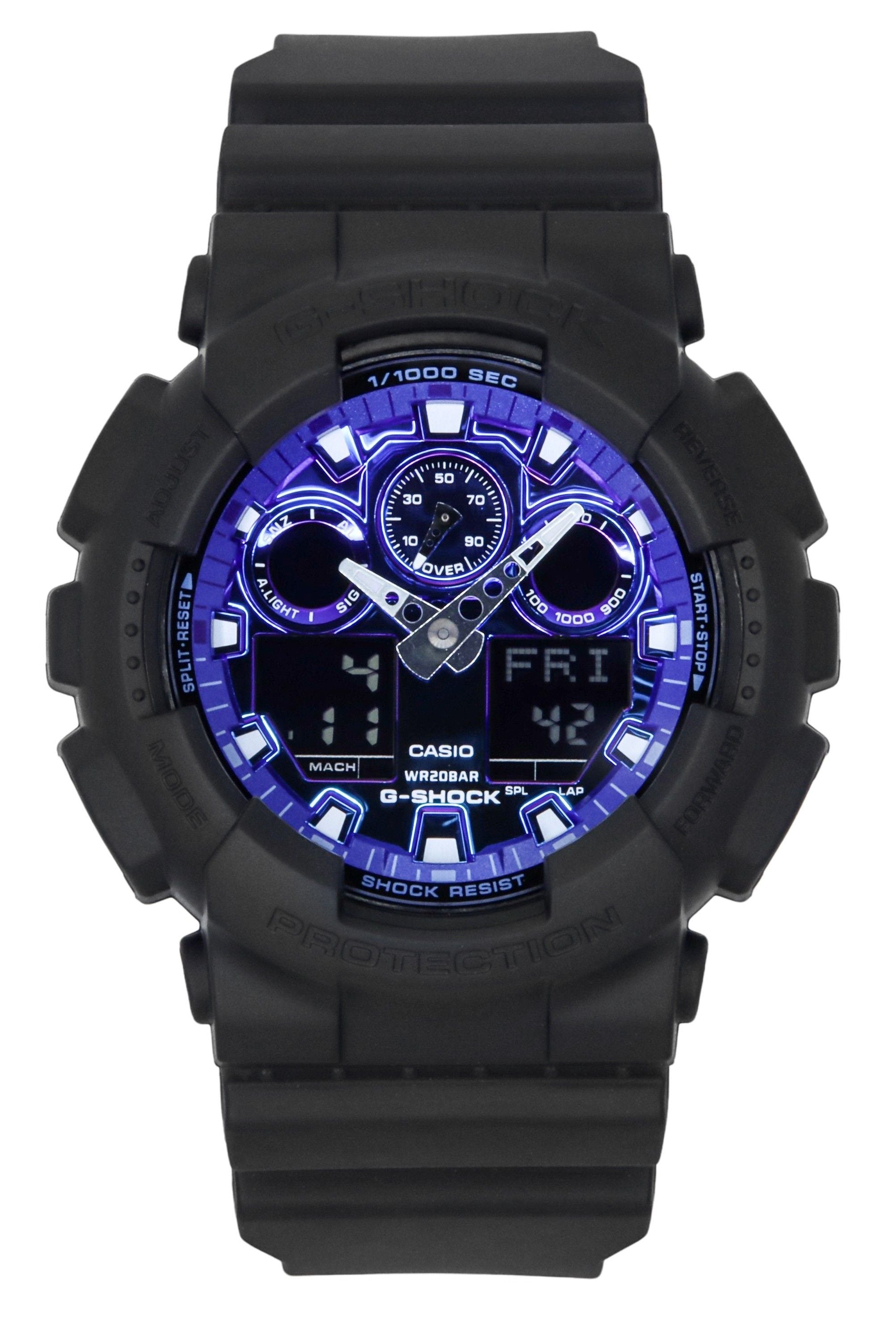 Casio G-Shock Analog Digital Resin Strap Blue Dial Quartz GA-100FL-1A 200M Men's Watch