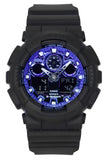 Casio G-Shock Analog Digital Resin Strap Blue Dial Quartz GA-100FL-1A 200M Men's Watch