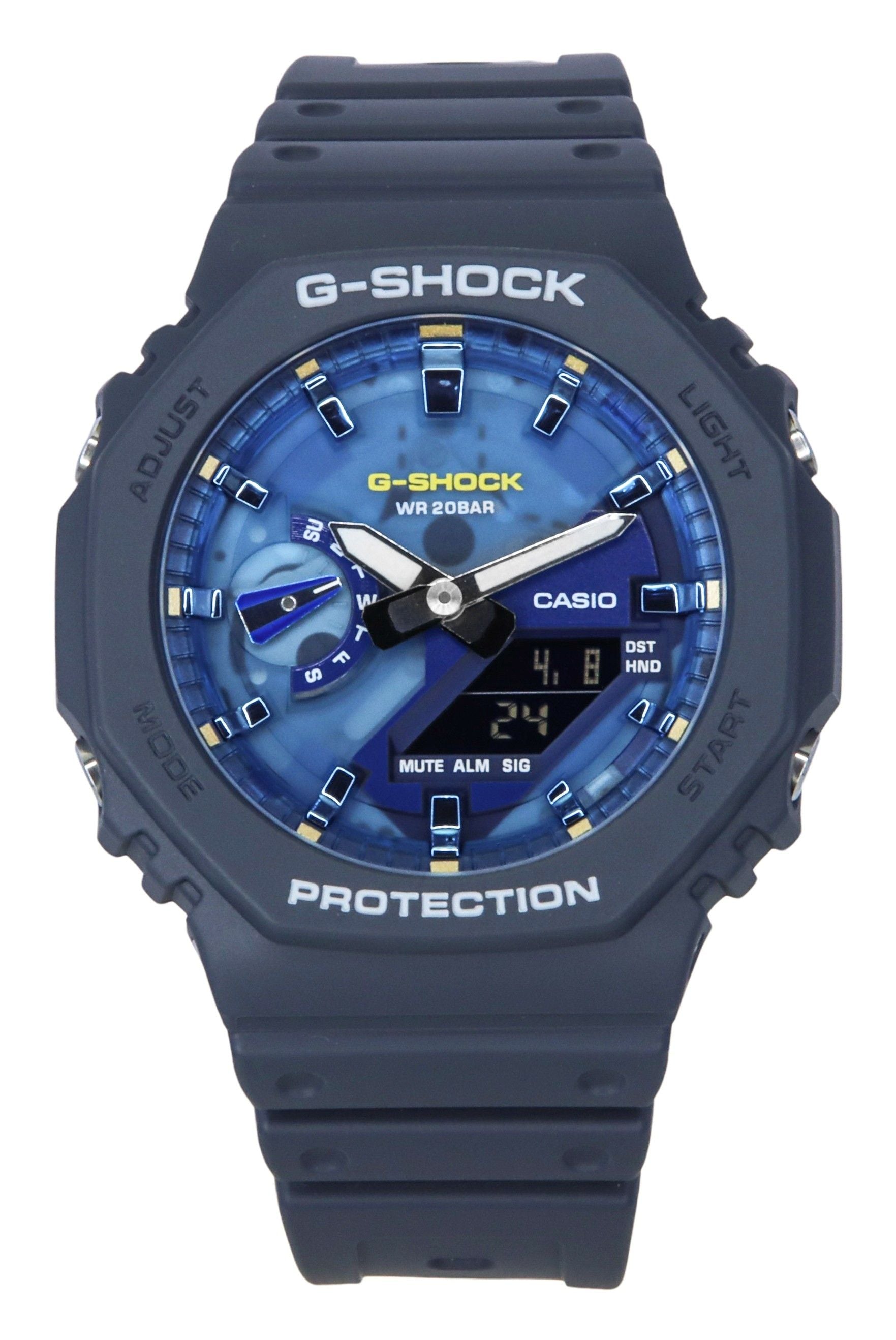 Casio G-Shock Analog Digital Bio-Based Resin Strap Blue Dial Quartz GA-2100AS-2A 200M Men's Watch
