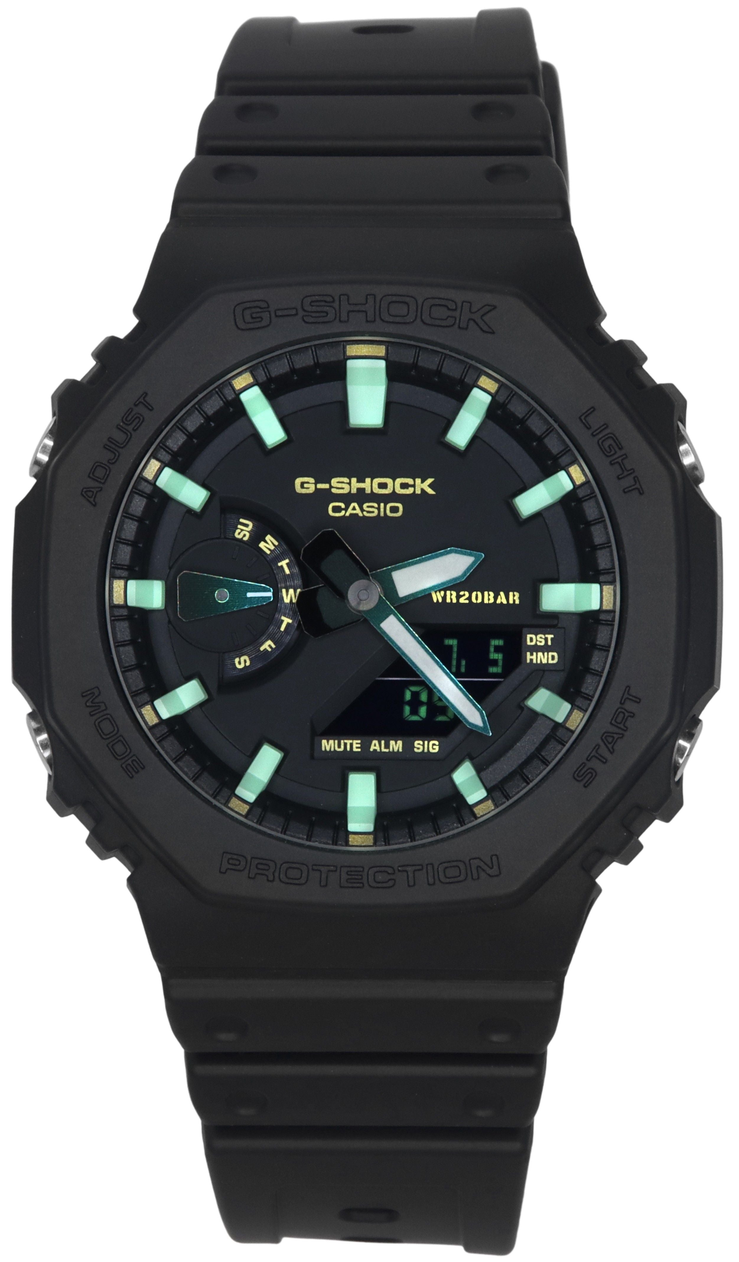 Casio G-Shock Analog Digital Resin Strap Black Dial Quartz GA-2100RC-1A 200M Men's Watch