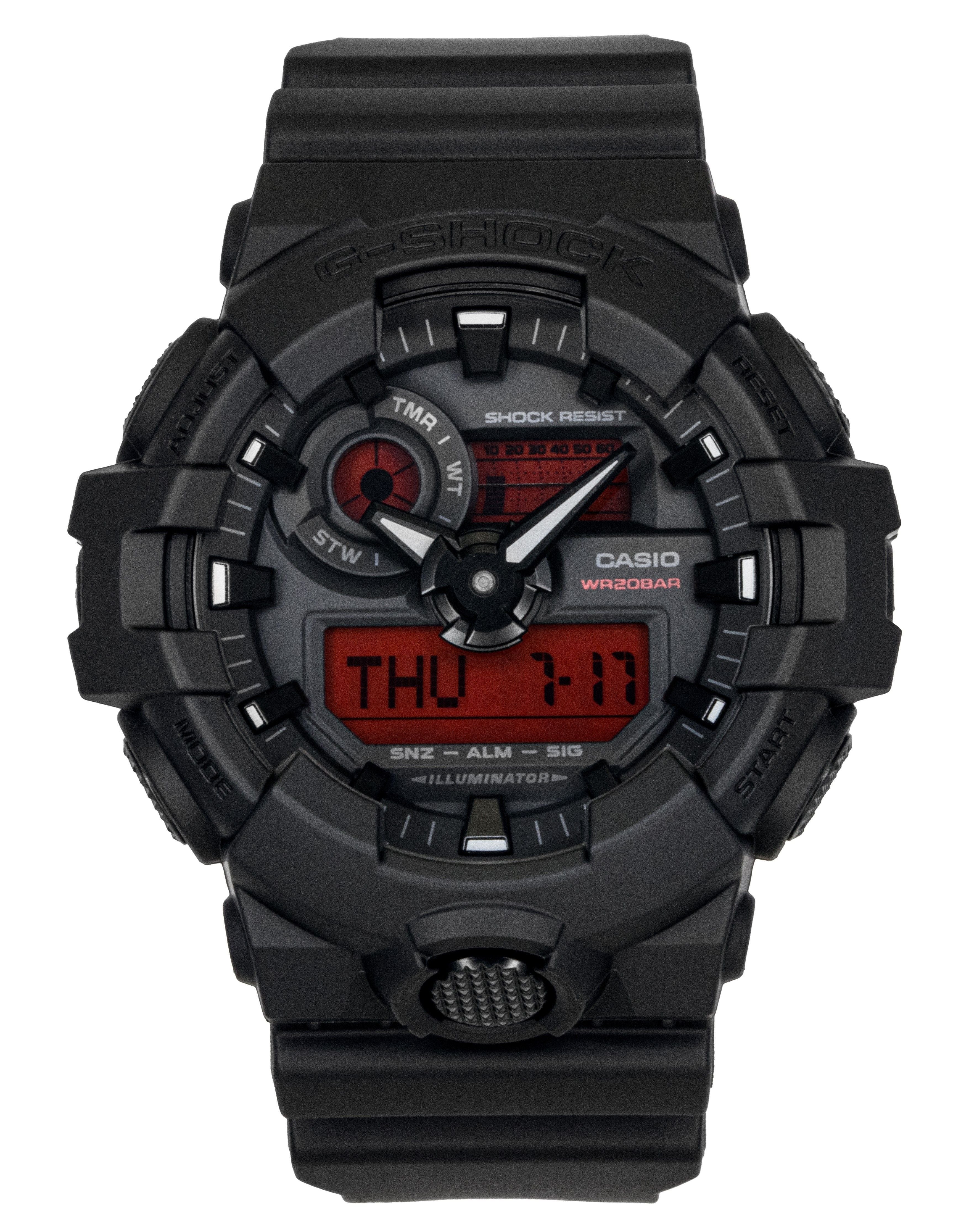 Casio G-Shock Analog Digital Resin Strap Black Dial Quartz GA-700BBR-1A 200M Men's Watch