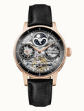 Ingersoll The Jazz Moon Phase Leather Strap Black Skeleton Dial Automatic I07705 Men's Watch