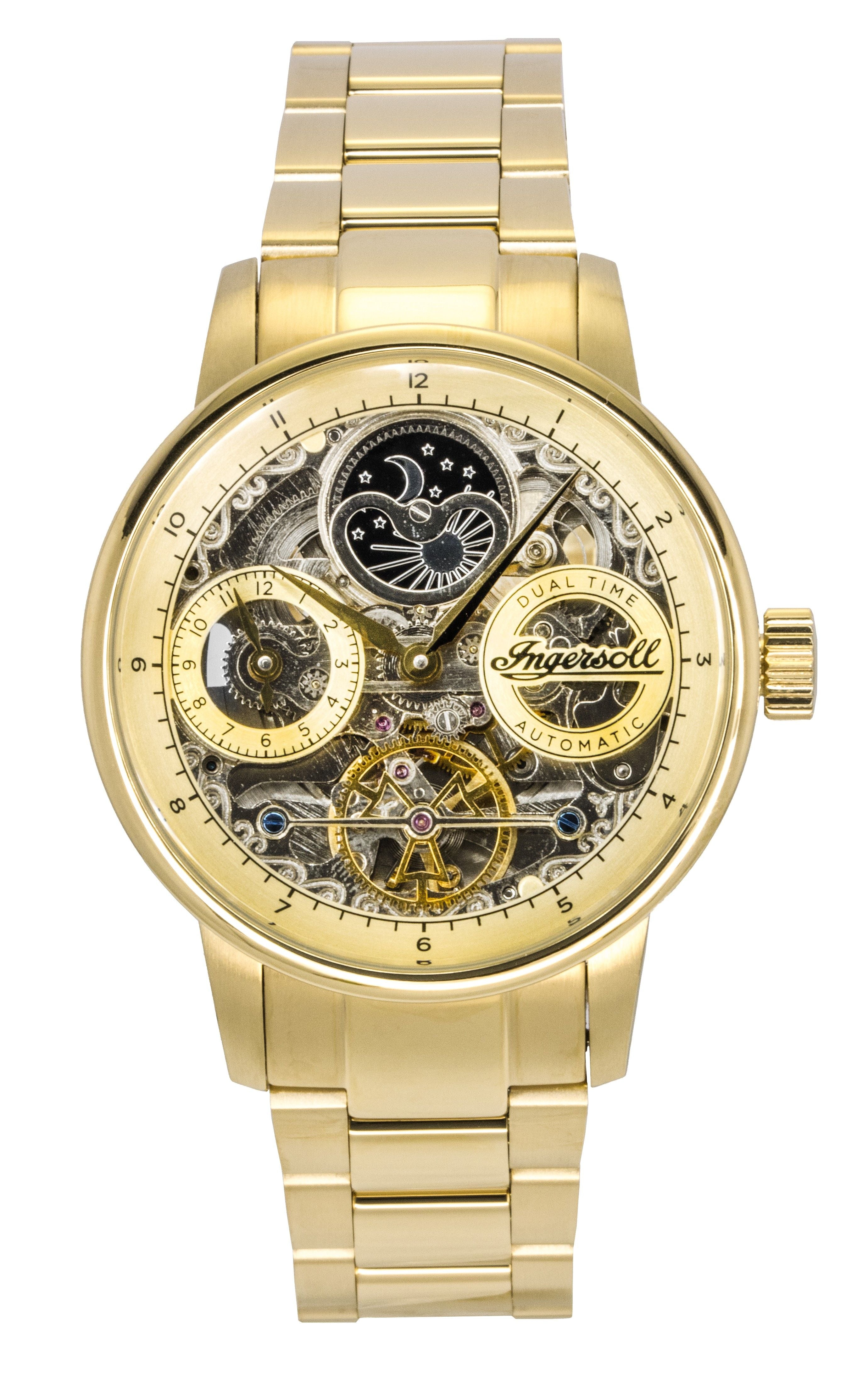 Ingersoll The Jazz Stainless Steel Gold Skeleton Dial Automatic I07711 Men's Watch
