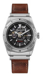 Ingersoll The Scovill Brown Leather Strap Black Skeleton Dial Automatic I13901 100M Men's Watch