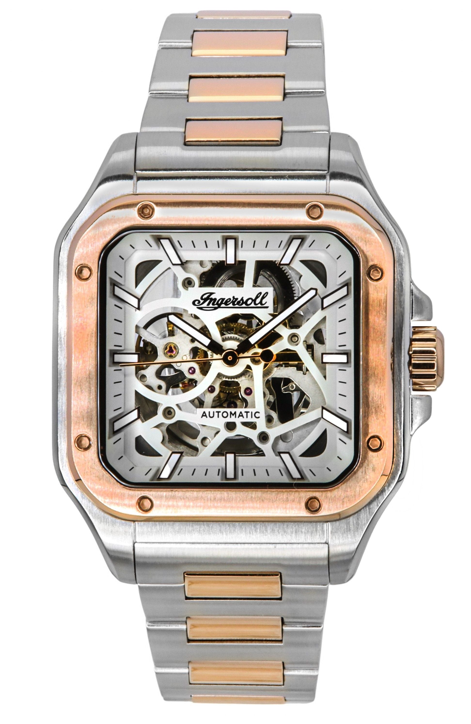 Ingersoll The Ollie Two Tone Stainless Steel Grey Skeleton Dial Automatic I14502 Men's Watch
