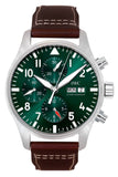 IWC Pilots Chronograph Leather Strap Green Dial Automatic IW378005 100M Men's Watch