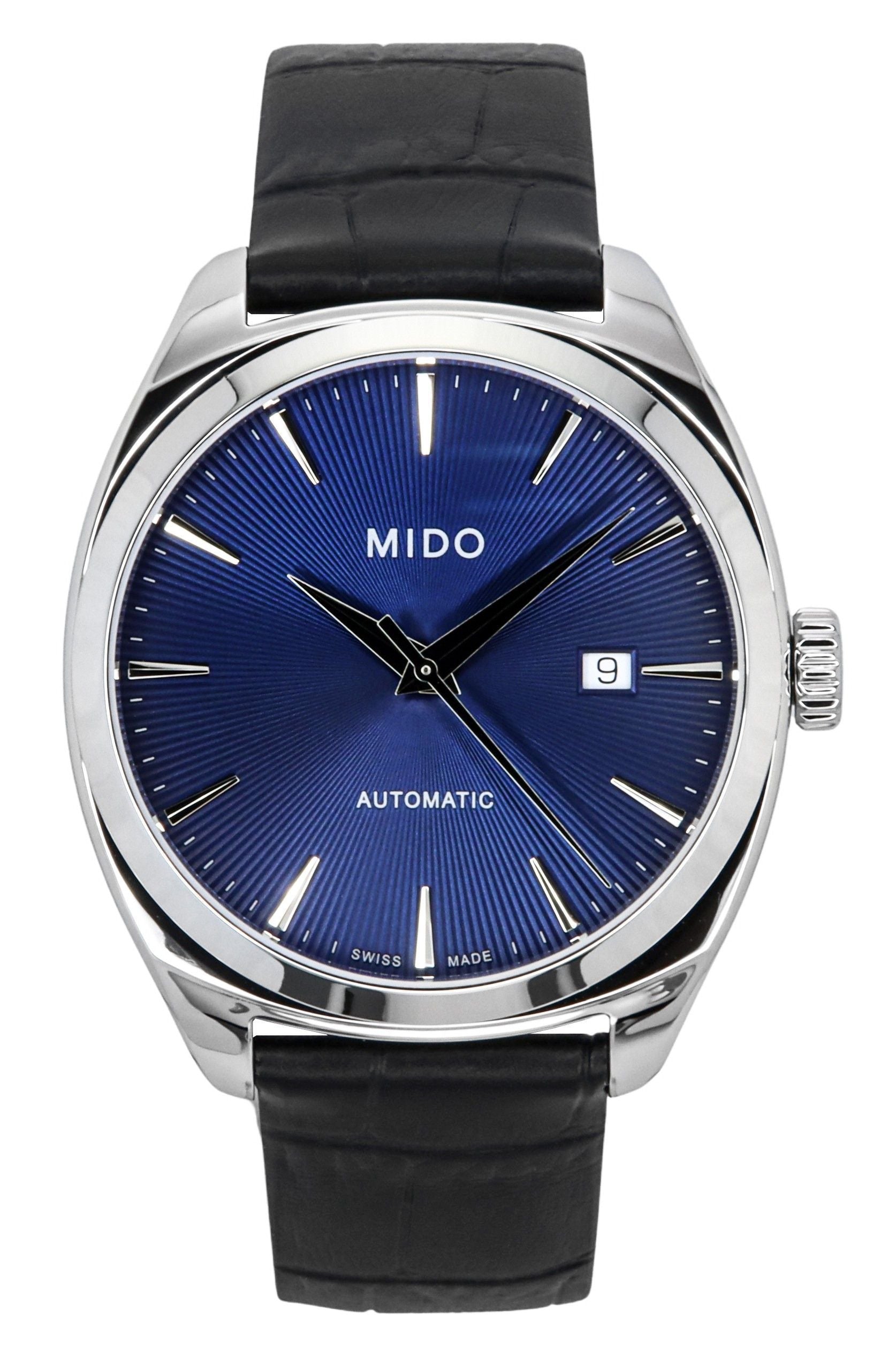 Mido Belluna Royal Gent Black Leather Strap Blue Dial Automatic M024.507.16.041.00 Men's Watch