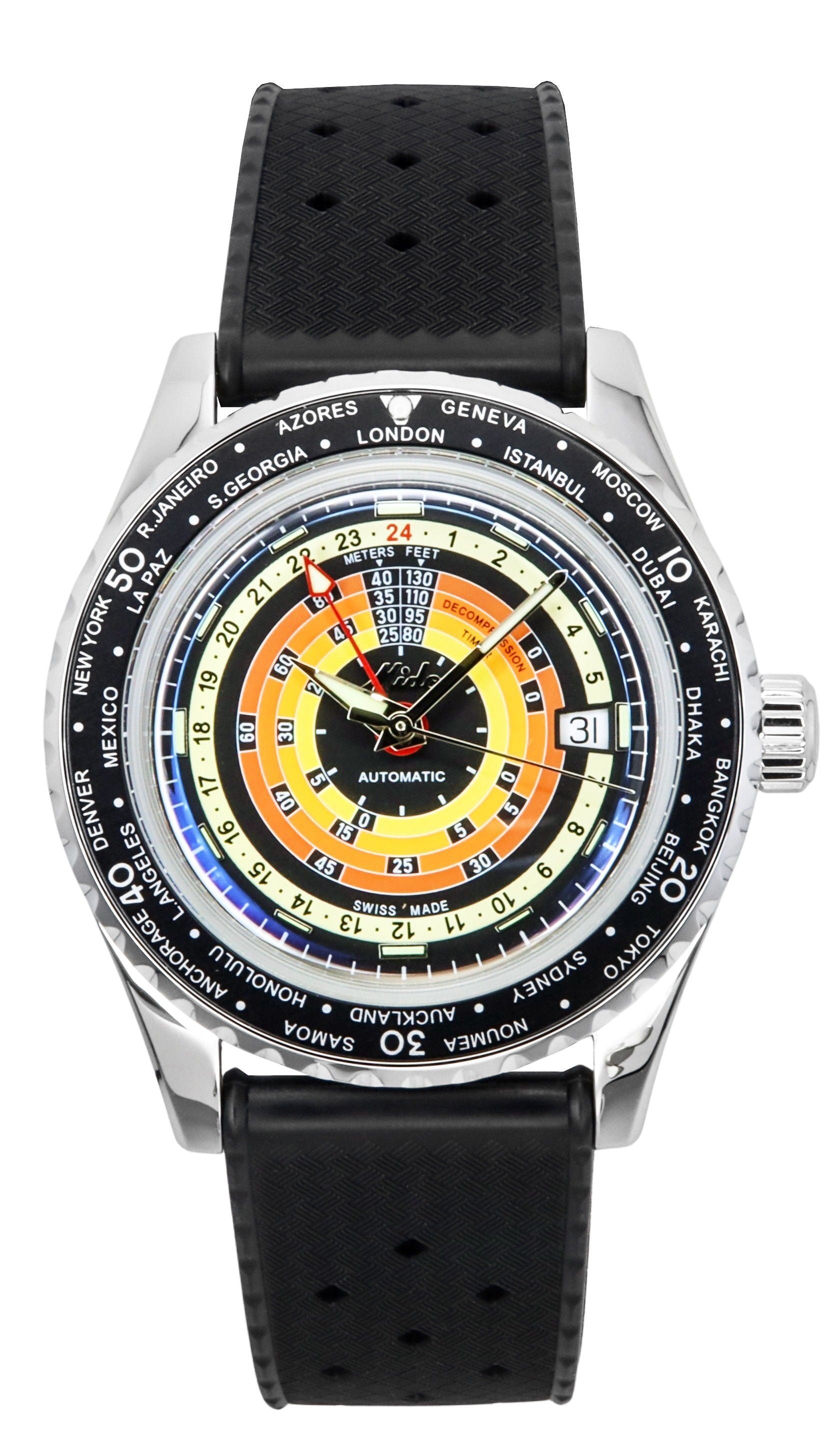 Mido Ocean Star Decompression Worldtimer GMT Automatic Diver's M026.829.17.051.00 200M Men's Watch With Extra Bracelet