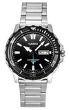 Casio Standard Analog Stainless Steel Black Dial Quartz MTD-125D-1A3V 100M Men's Watch