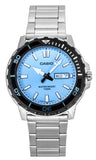 Casio Standard Analog Stainless Steel Aqua Blue Dial Quartz MTD-125D-2A3V 100M Men's Watch