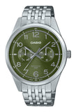 Casio Standard Analog Stainless Steel Green Dial Quartz MTP-E340D-3AV Men's Watch