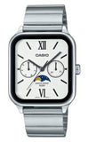 Casio Standard Analog Moon Phase Stainless Steel White Dial Quartz MTP-M305D-7A2V Men's Watch