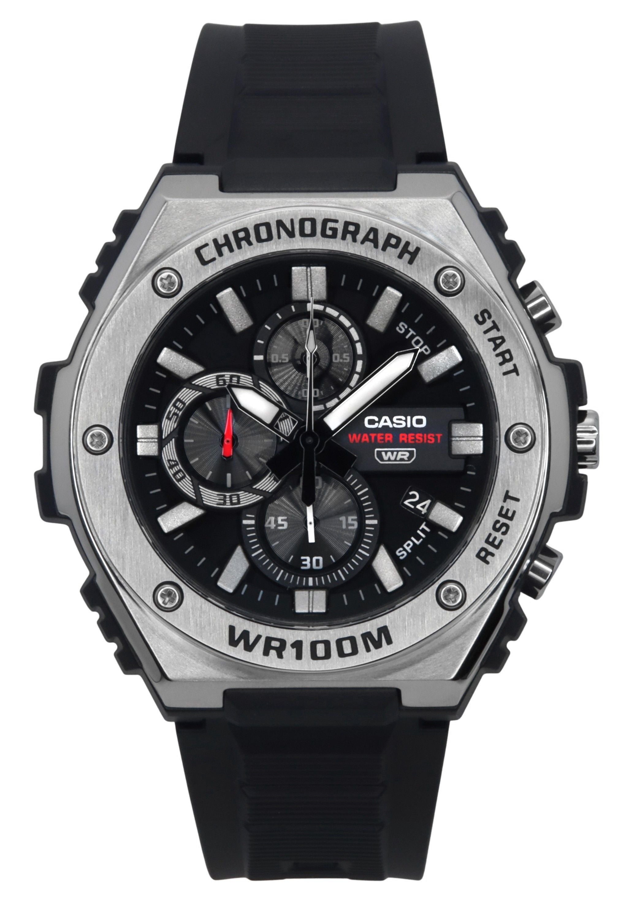 Casio Standard Analog Chronograph Resin Strap Black Dial Quartz MWA-300H-1AV 100M Men's Watch