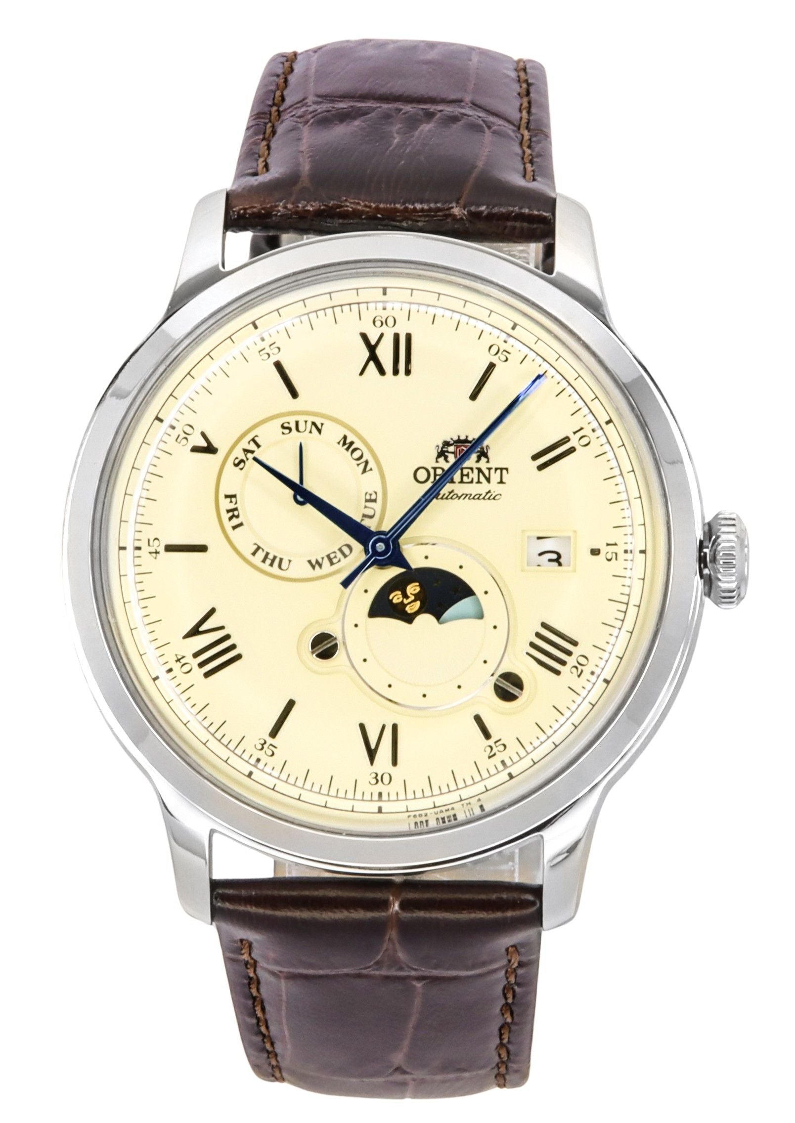 Orient Bambino Version 9 Sun And Moon Phase Champagne Dial Automatic RA-AK0803Y10B RA-AK0803Y30B Men's Watch