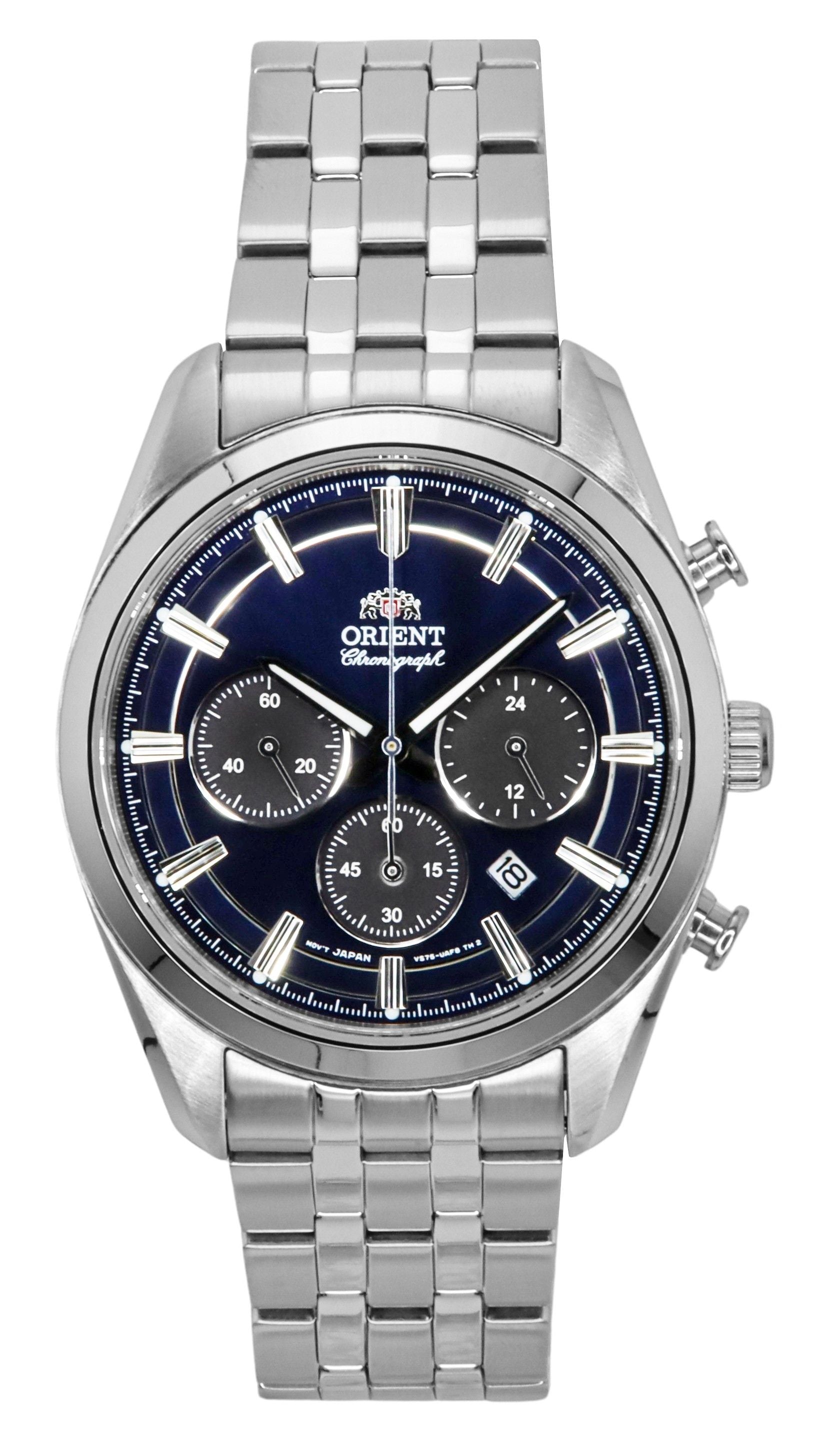 Orient Contemporary Chronograph Stainless Steel Navy Blue Dial Quartz RA-TX0303L Men's Watch