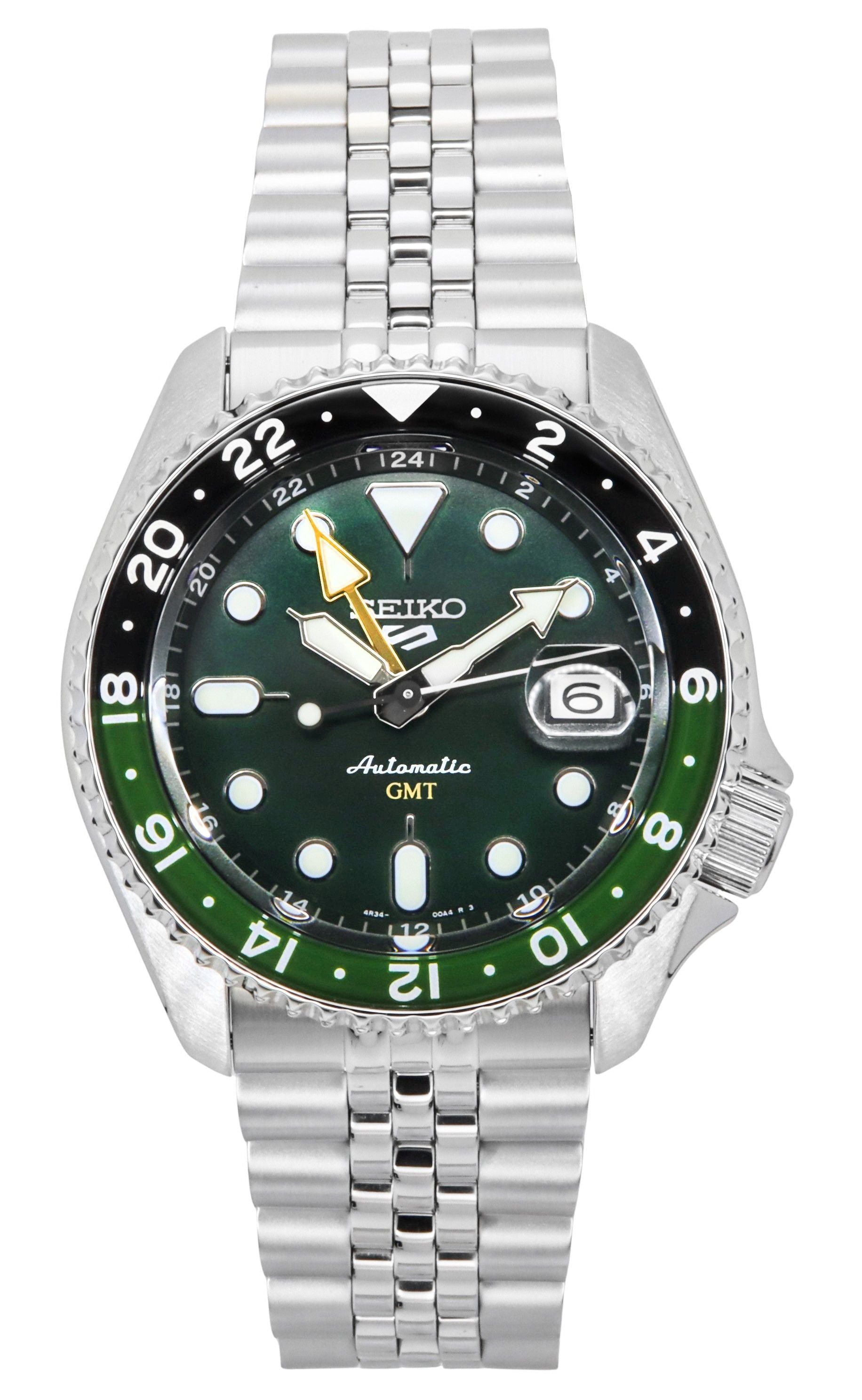 Seiko 5 Sports SKX GMT Stainless Steel Green Dial Automatic SSK035K1 100M Men's Watch