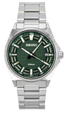 Seiko Essentials Stainless Steel Green Dial Quartz SUR503P1 100M Men's Watch