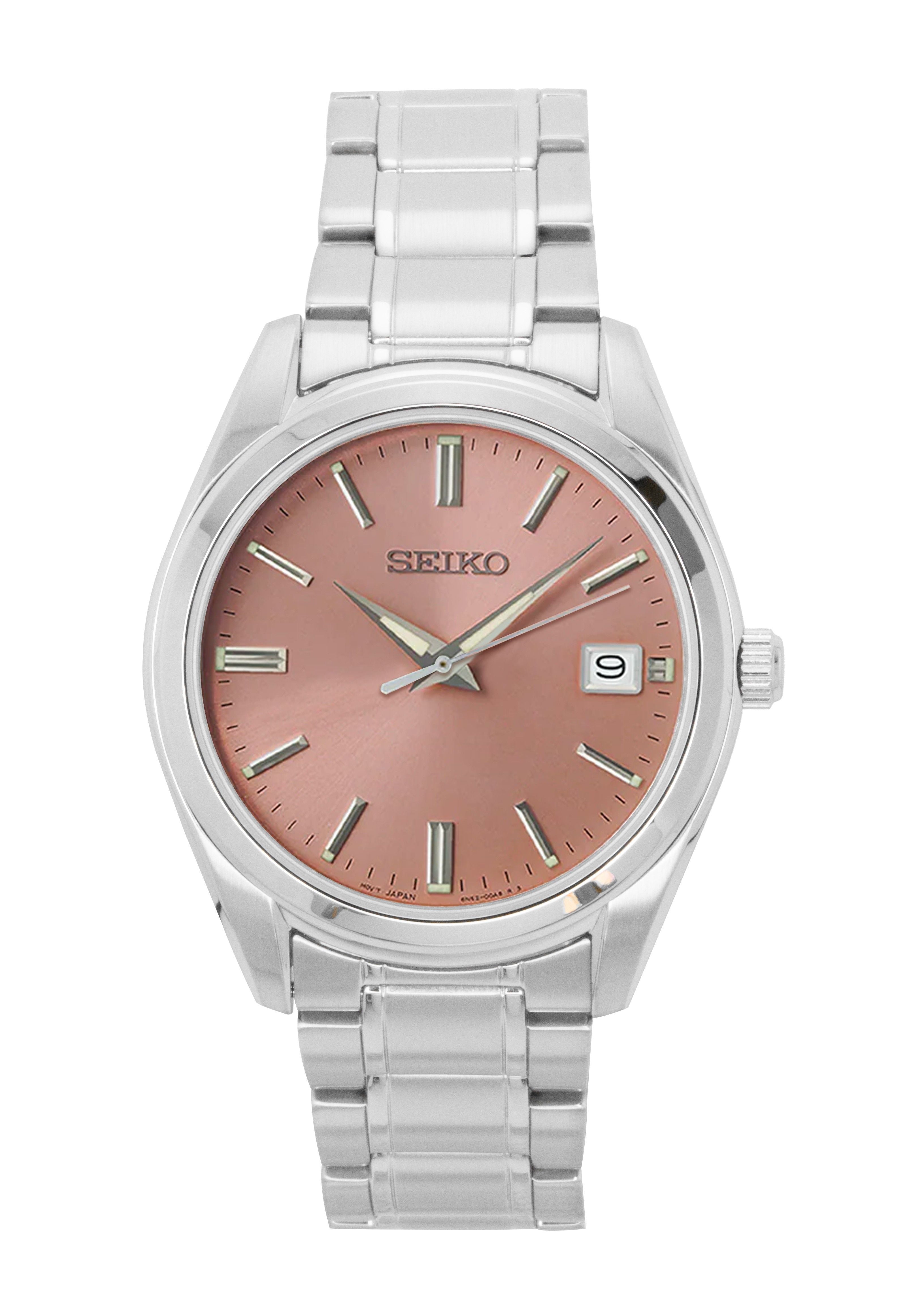 Seiko Stainless steel Salmon Dial Quartz SUR523P1 100M Men's Watch