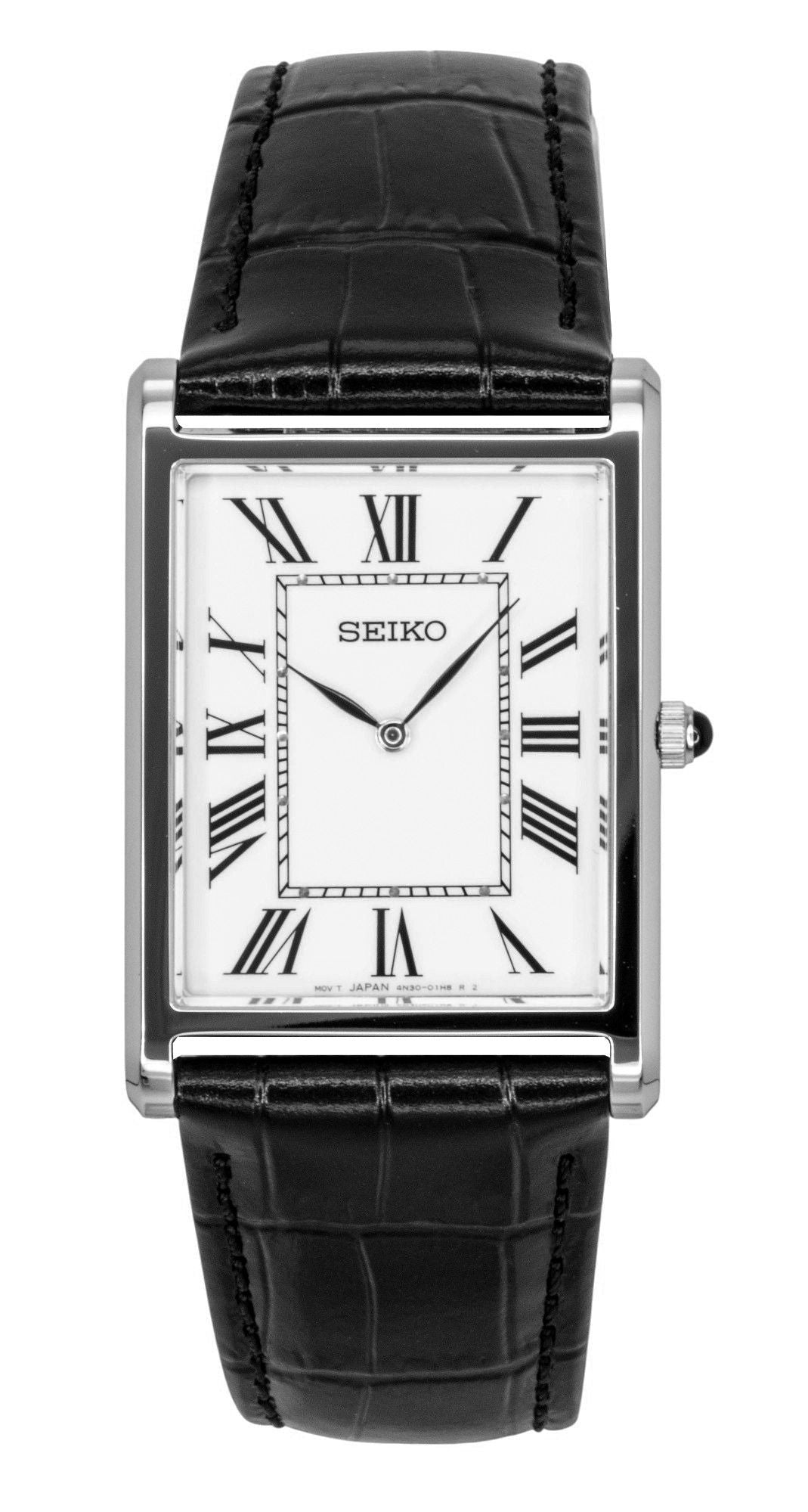 Seiko Conceptual Leather Strap White Dial Quartz SWR103P1 Men's Watch