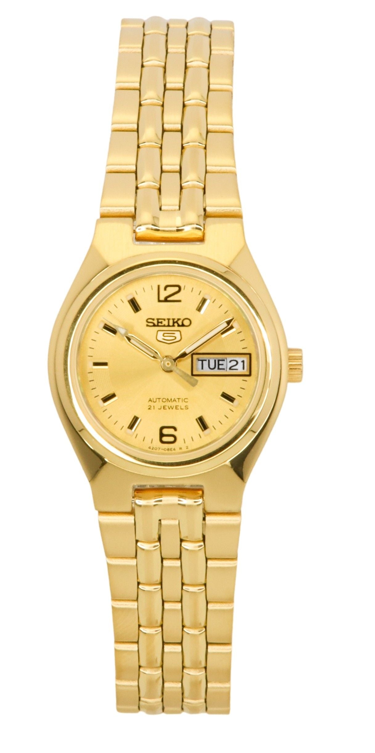 Seiko 5 Gold Tone Stainless Steel Gold Dial Automatic SYMK36K1 Women's Watch