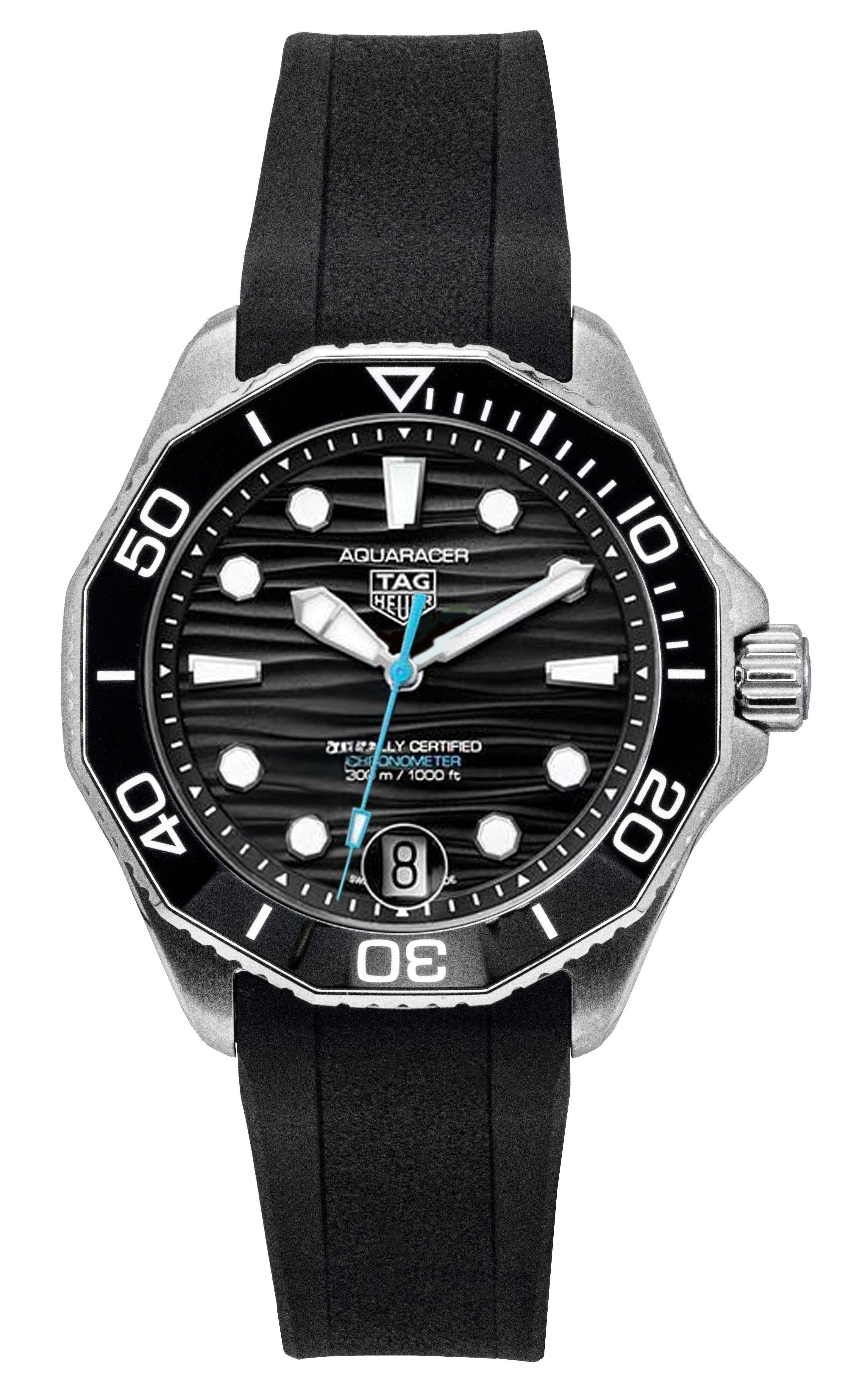 Tag Heuer Aquaracer Rubber Strap Black Dial Automatic Diver's WBP5110.FT6257 300M Men's Watch