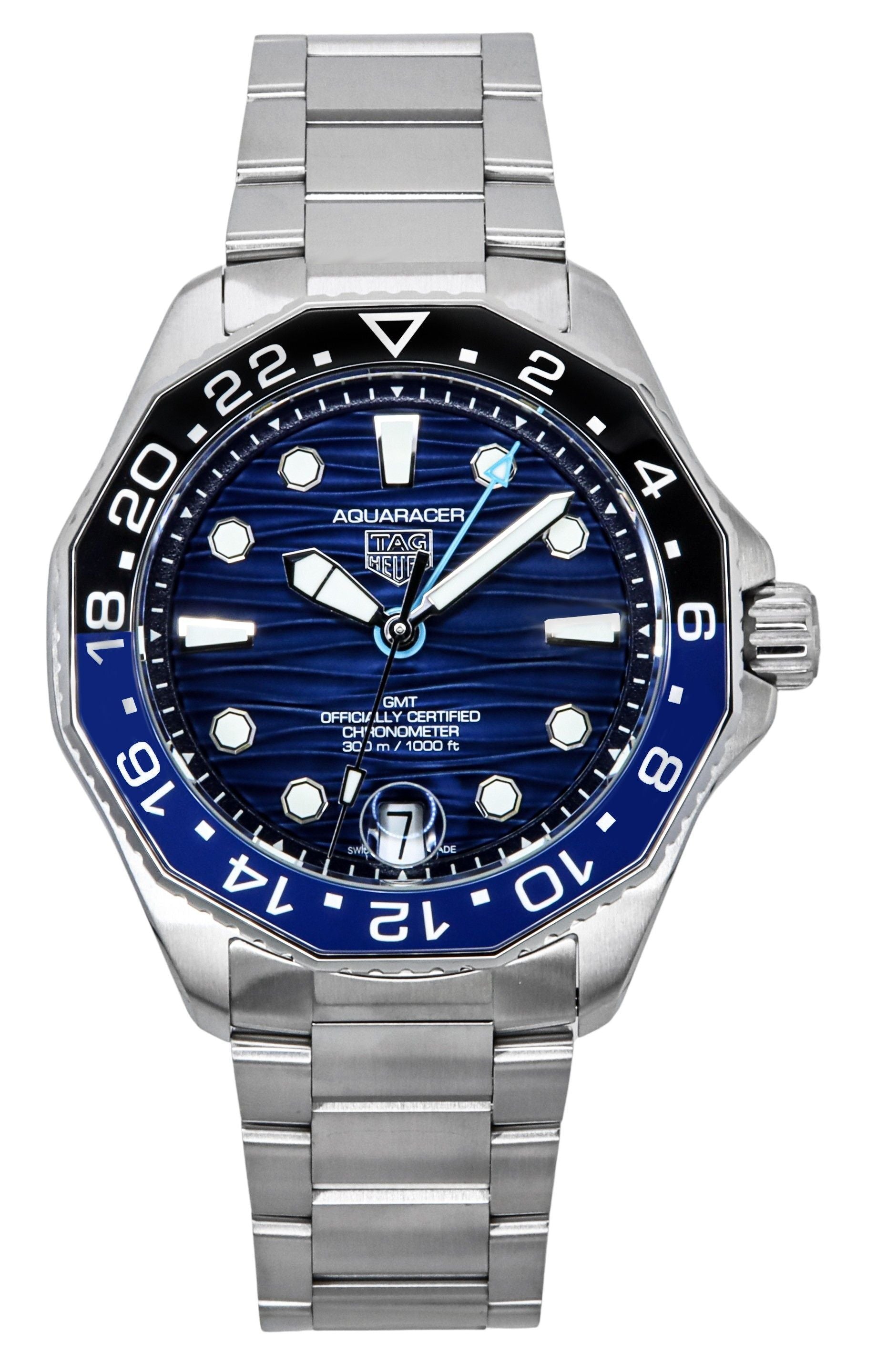 TAG Heuer Aquaracer Professional GMT Stainless Steel Blue Dial Automatic Diver's WBP5114.BA0013 300M Men's Watch