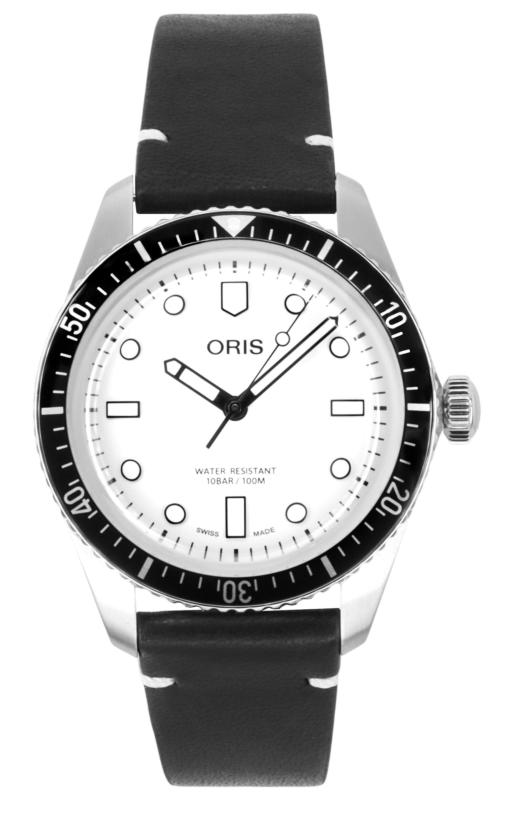Oris Social Club Singapore Leather Strap White Dial Automatic 01-733-7707-4051-OSC-SGP-Set 100M Men's Watch