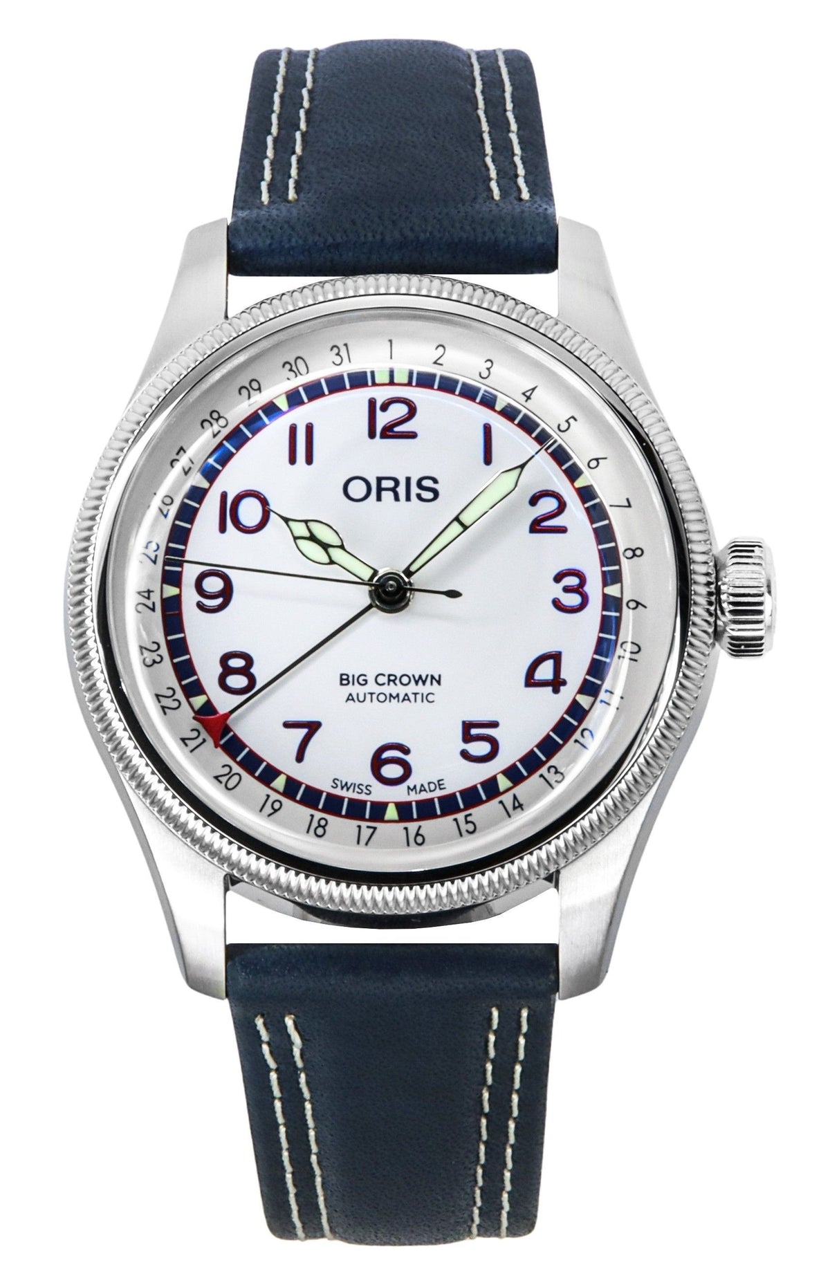 Oris Hank Aaron Limited Edition Leather Strap White Dial Automatic 01-754-7785-4081-Set Unisex Watch With Gift Set