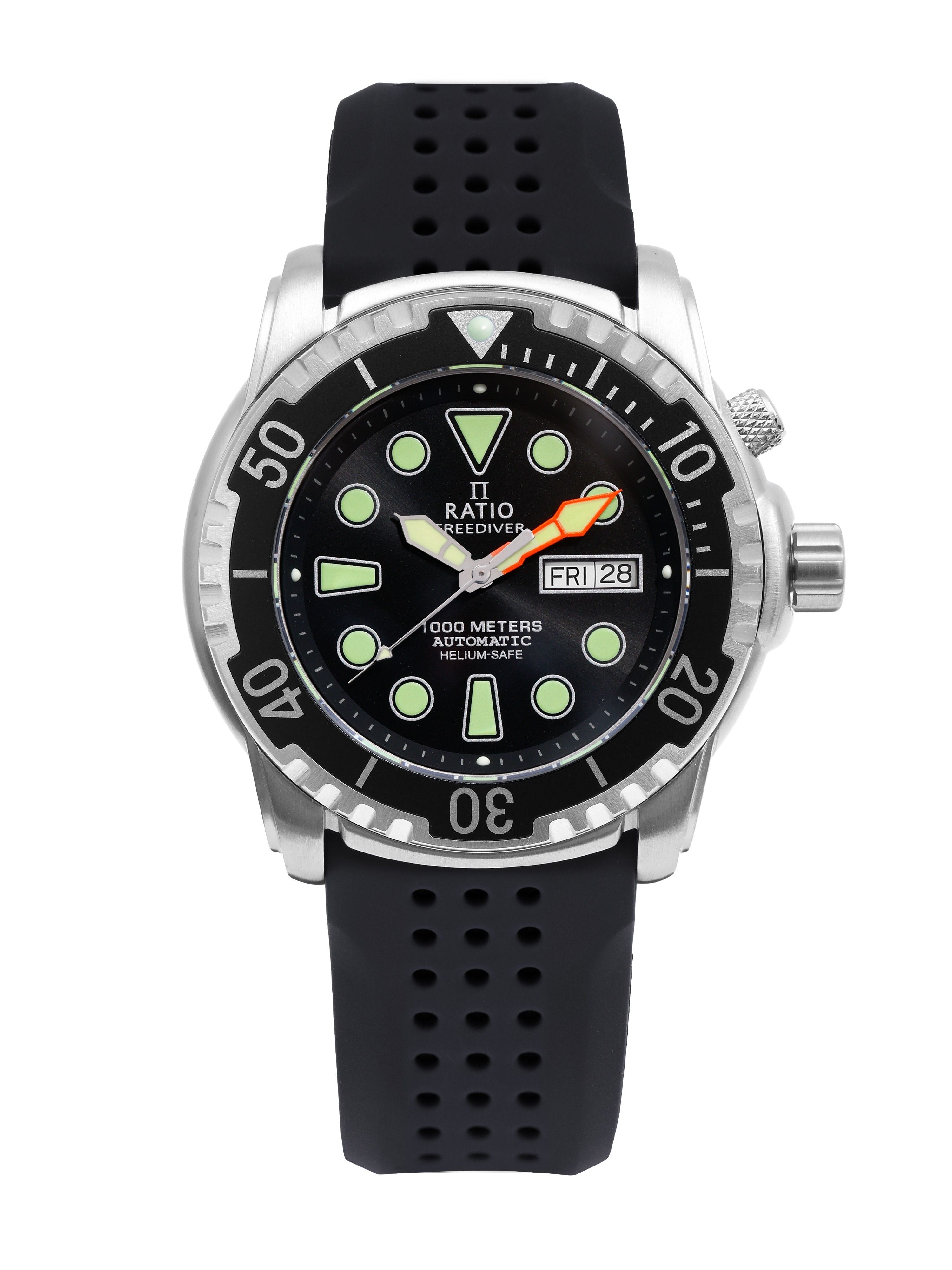 Ratio FreeDiver Version 02 Helium Safe 1000M Sapphire Automatic Black Dial 1068HA90-34VA-BLK-V02 Men's Watch