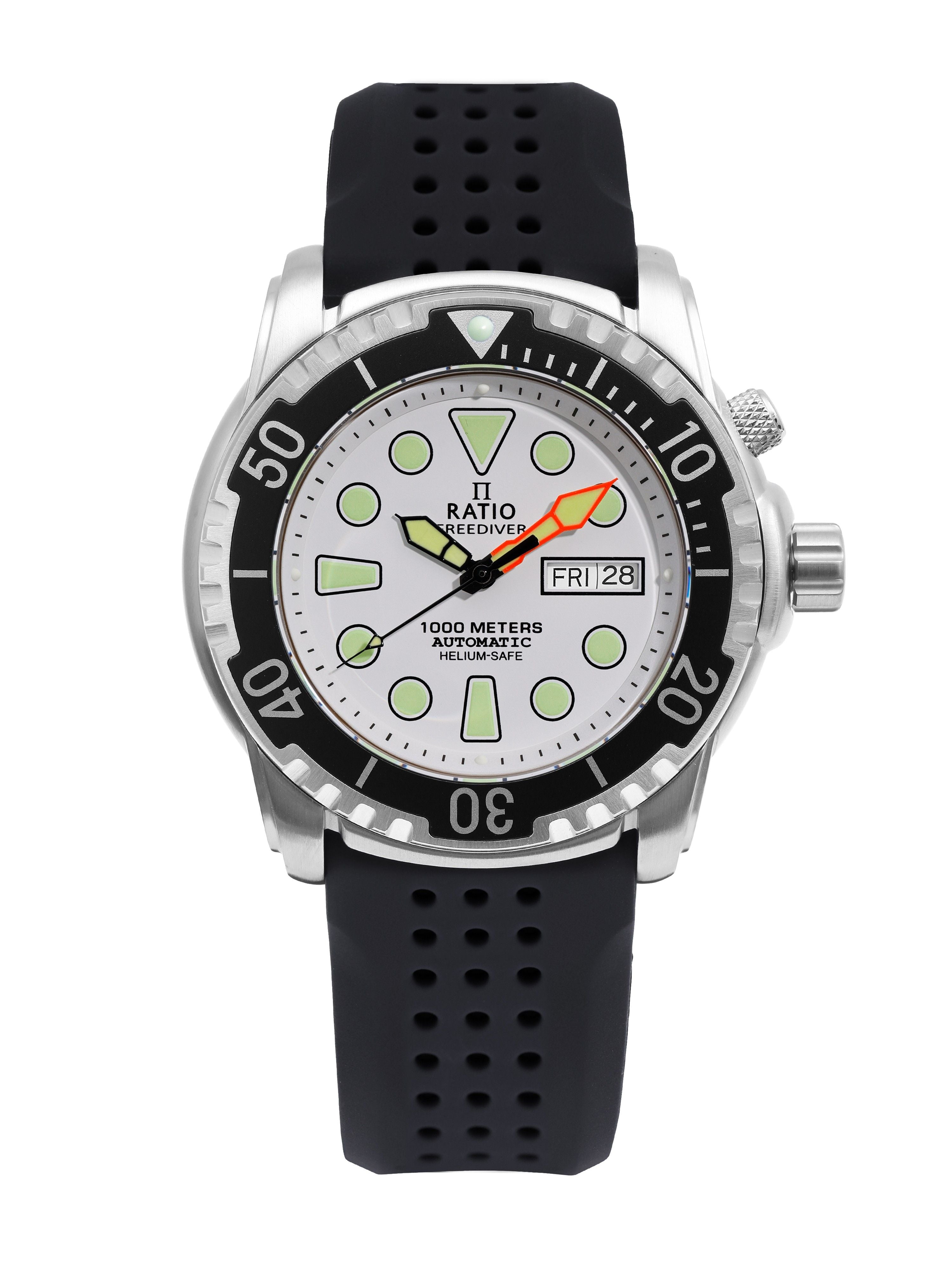 Ratio FreeDiver Version 02 Helium Safe 1000M Sapphire Automatic White Dial 1068HA90-34VA-WHT-V02 Men's Watch