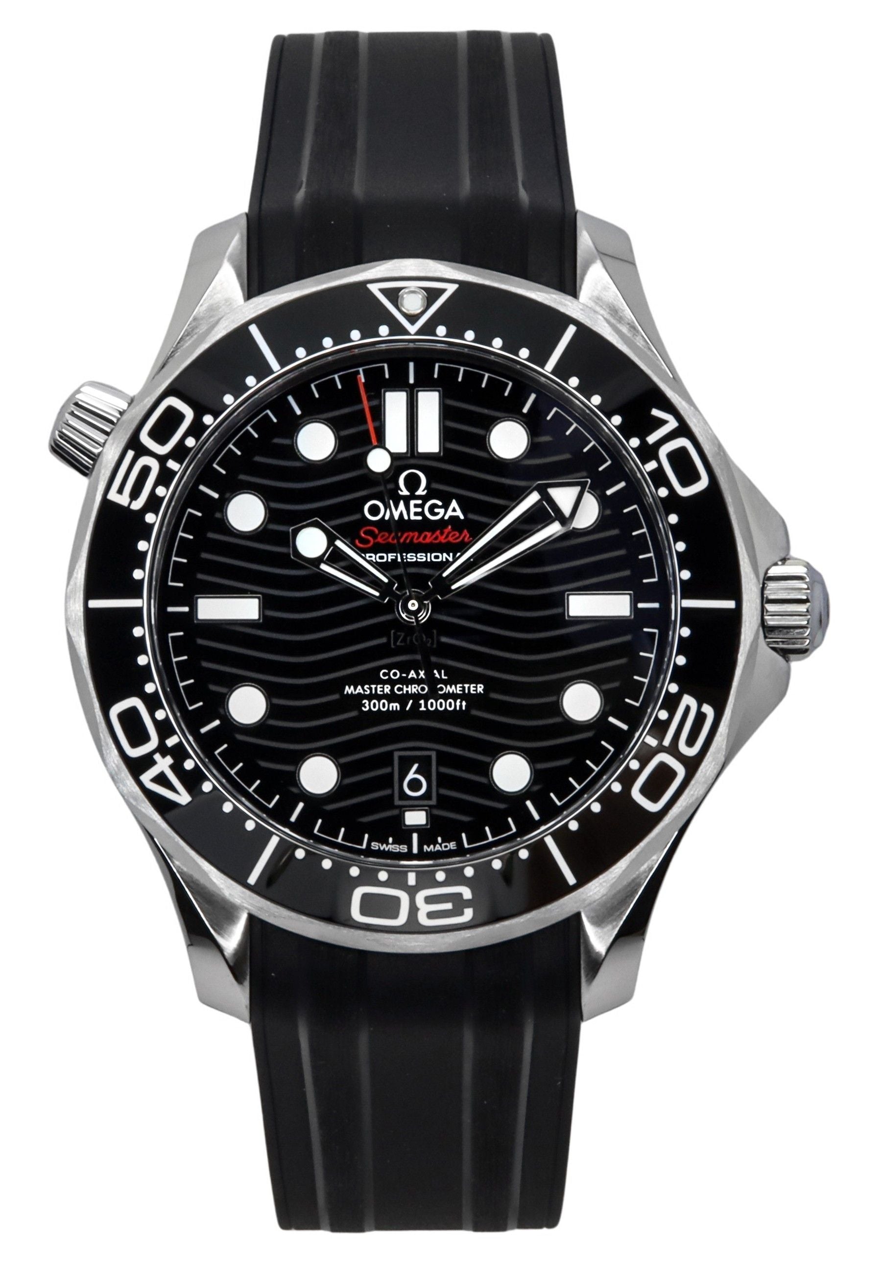 Omega Seamaster Rubber Strap Black Dial Automatic Diver's 210.32.42.20.01.001 300M Men's Watch