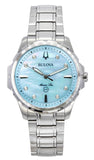 Bulova Marine Star Diamond Accents Stainless Steel Blue Mother Of Pearl Dial Quartz 96P248 100 Women's Watch